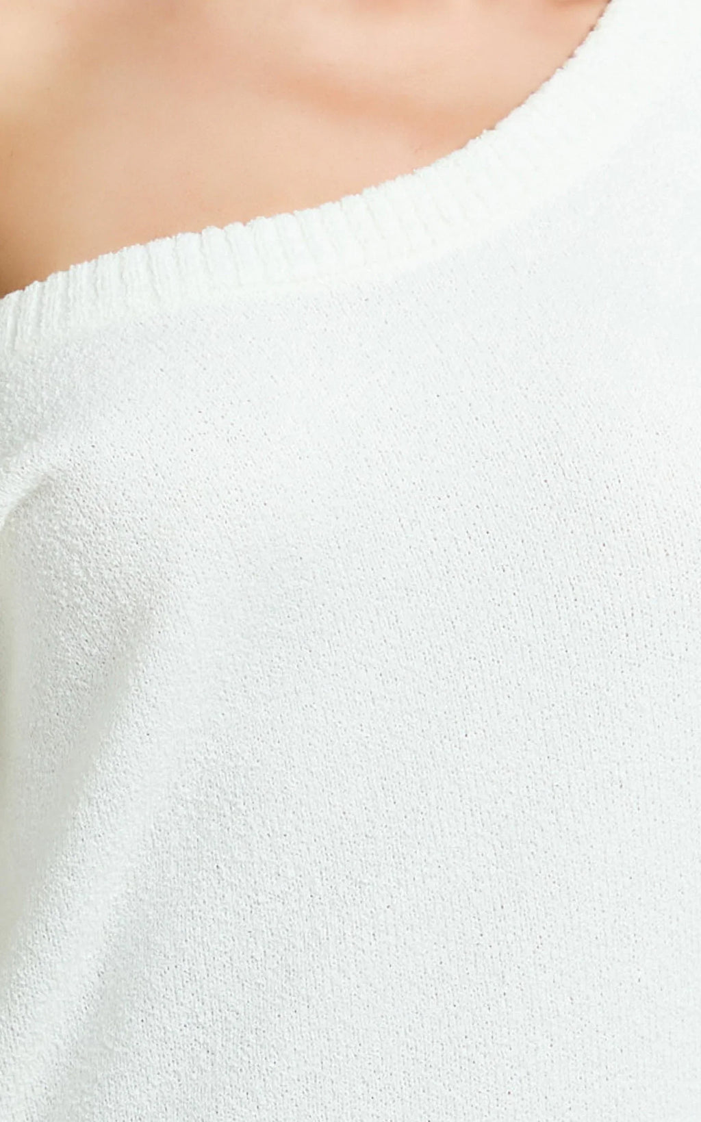Fiona Mini Dress - Off Shoulder Relaxed Knit Dress in Off White