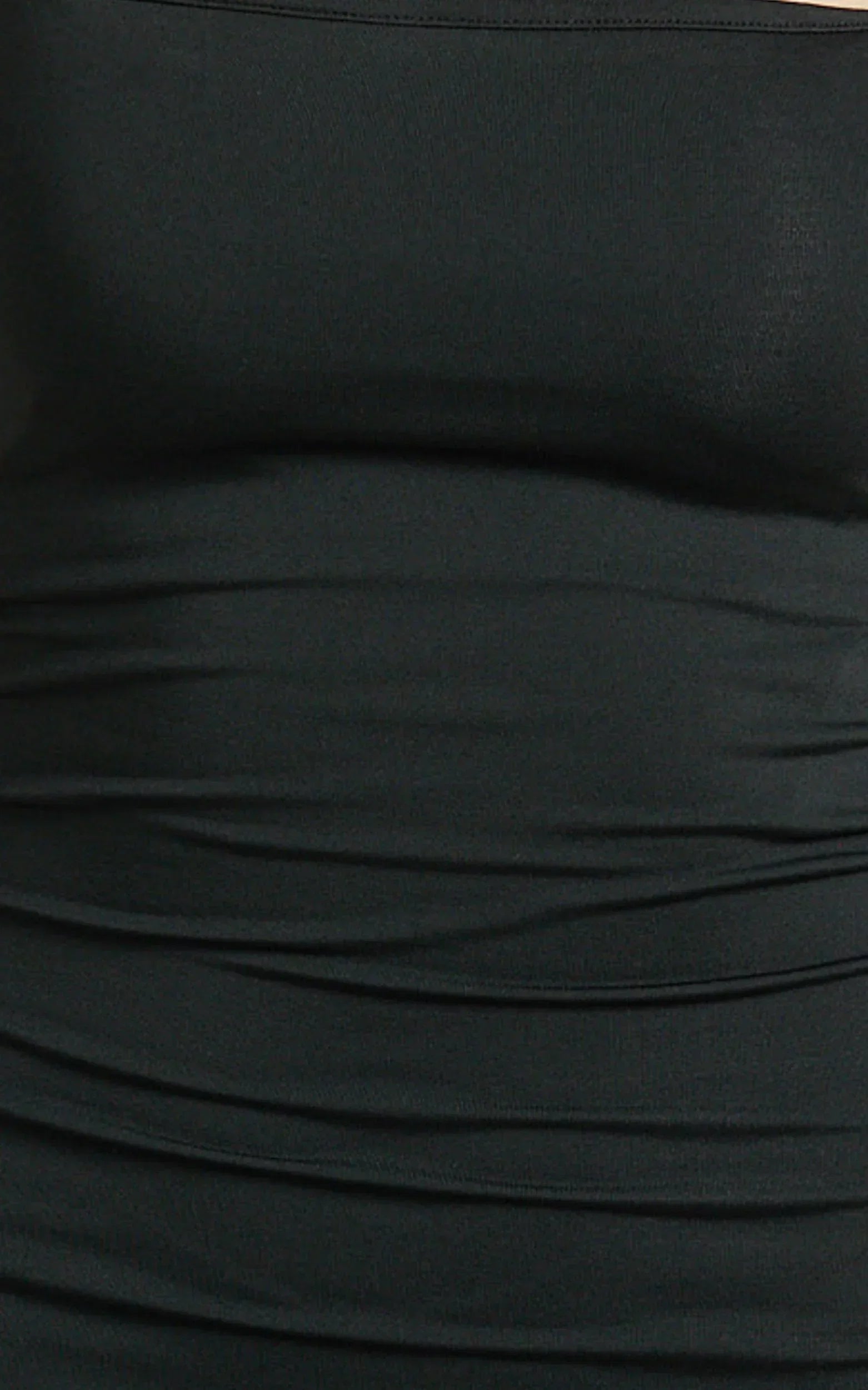 Edna Maxi Dress - Straight Neck A Line Maxi Dress in Black