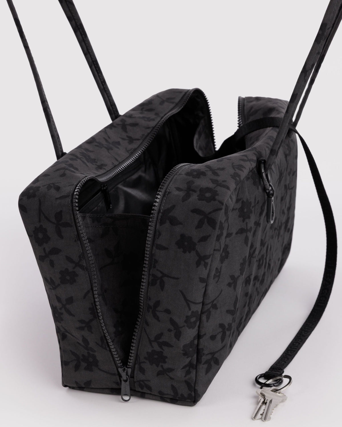 Medium Nylon Bowler Bag - Charcoal Ditsy Floral - image 4