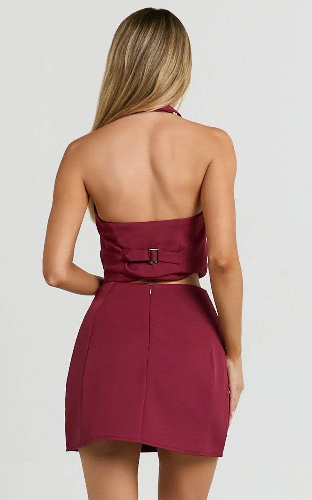 Elly Skirt - Tailored Mini Skirt in Wine