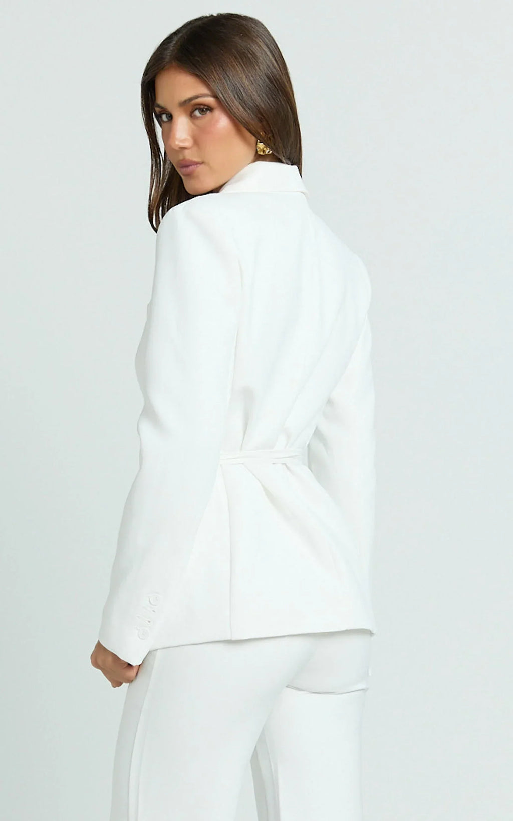 Harlee Blazer - Belted Cinch Waist Blazer in White