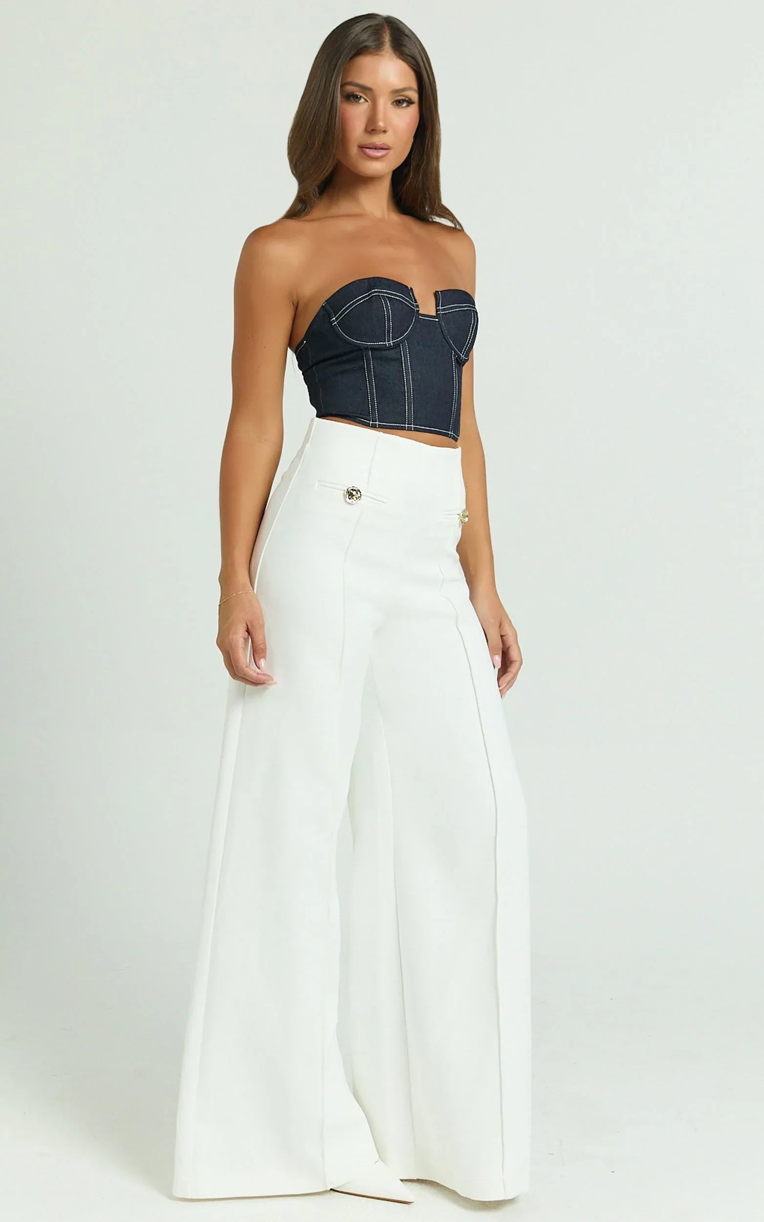 Clara Pants - High Waisted Wide Leg Pants in White