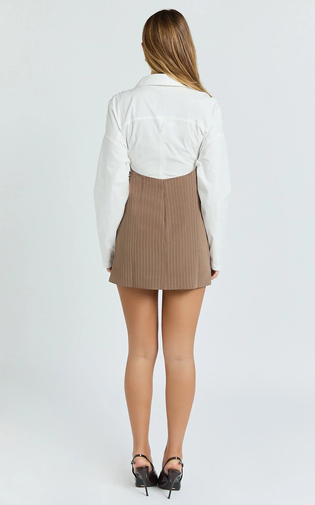 Kym Mini Dress - Shirt Wrap Dress in Chocolate