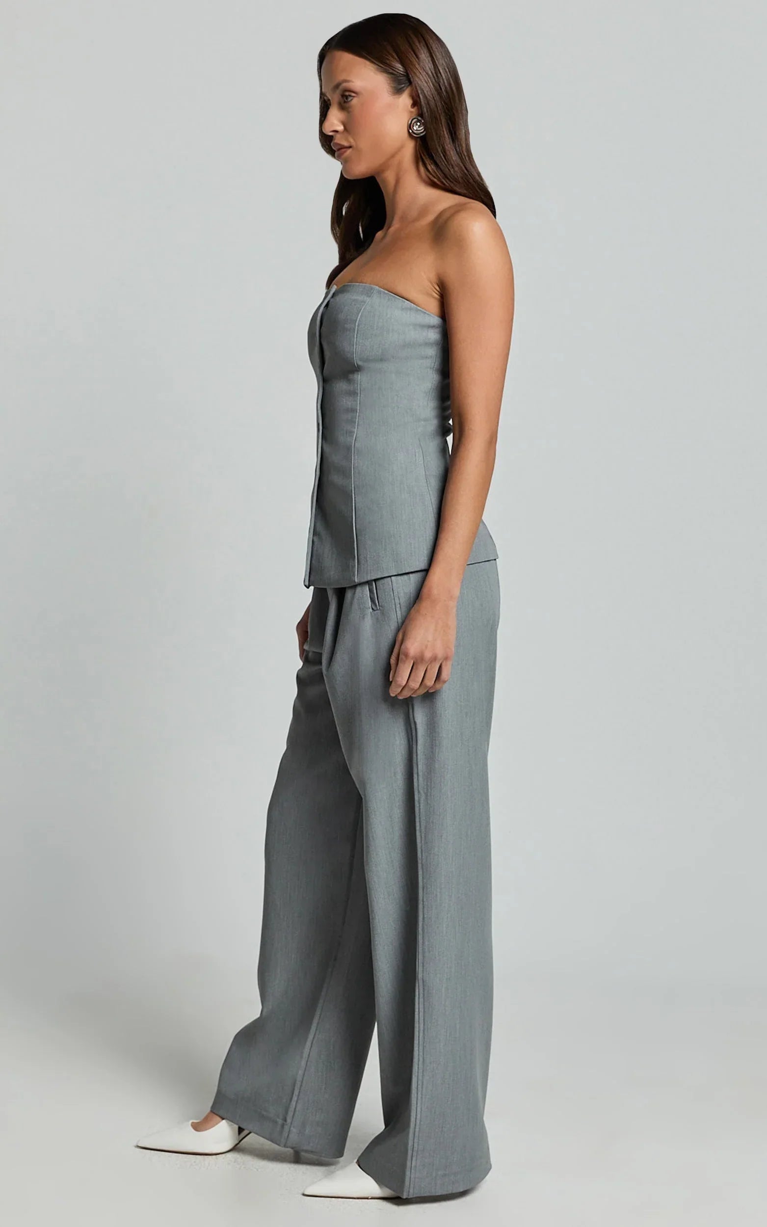 Hope Pants - Wide Leg Tailored Pants in Grey