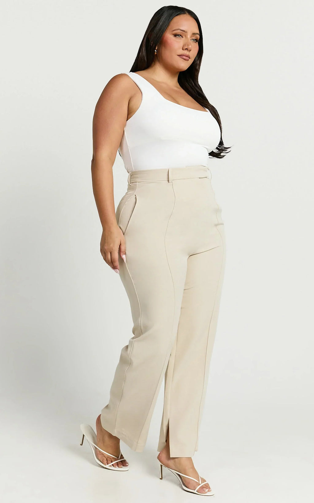 Rogers Pants - High Waisted Pants in Beige