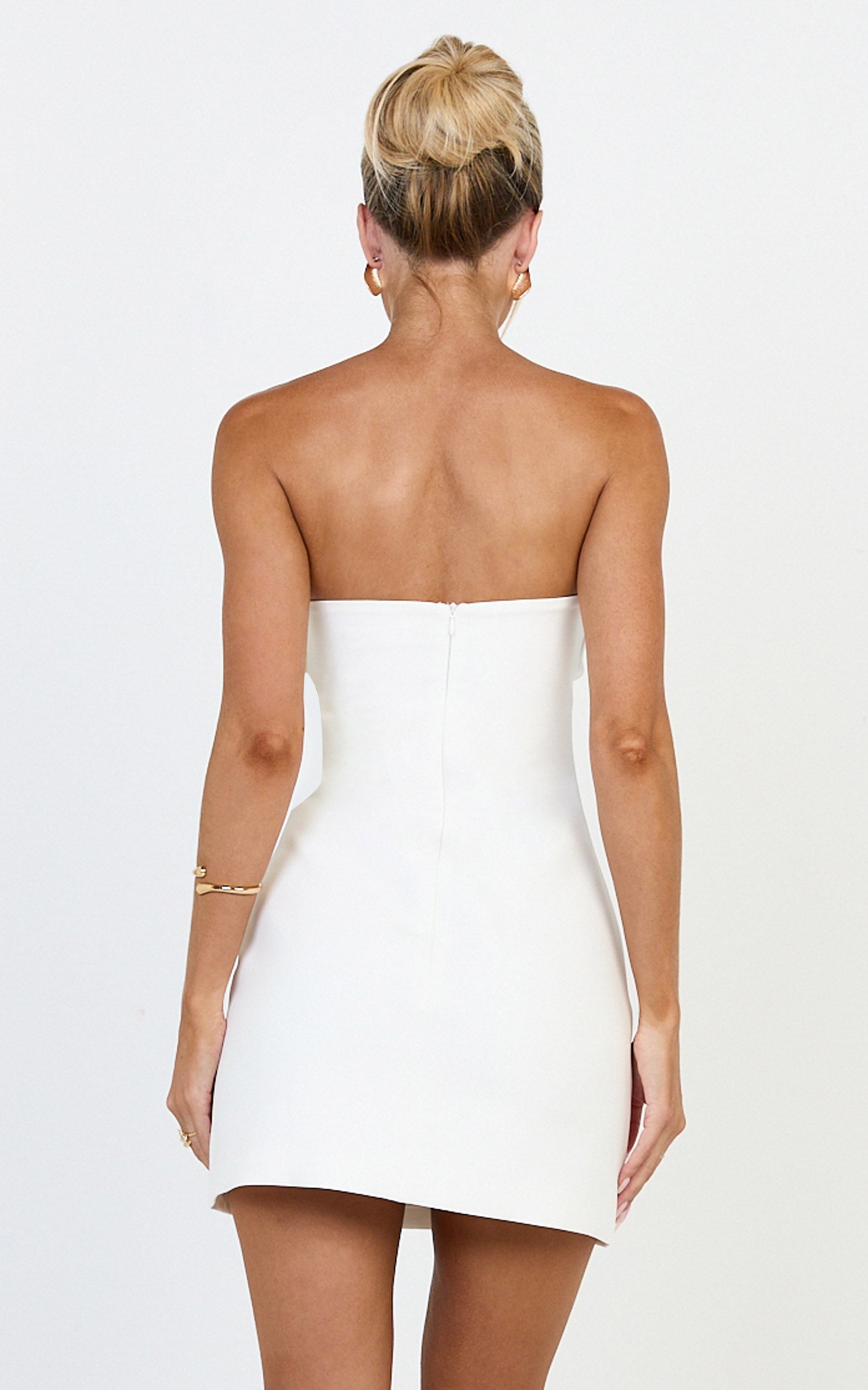 Zinnia Mini Dress - Strapless Aline Dress in White