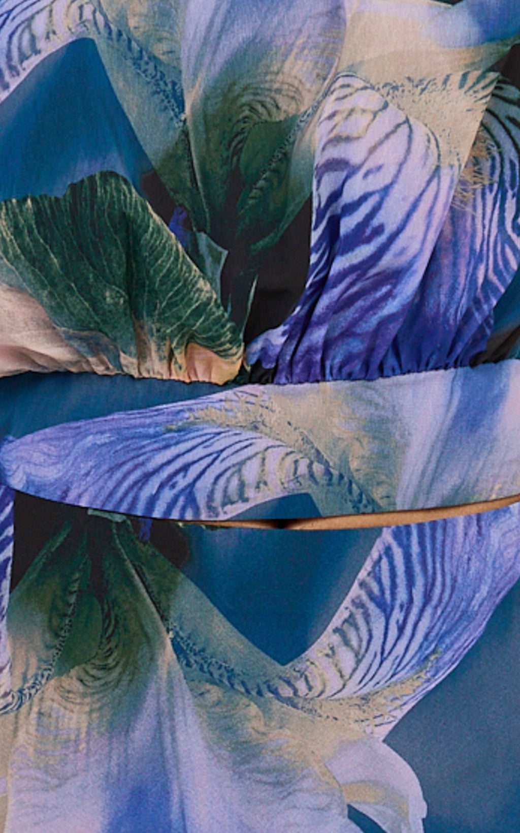 Nova Top - High Neck Georgette Top in Midnight Resort Orchid Print