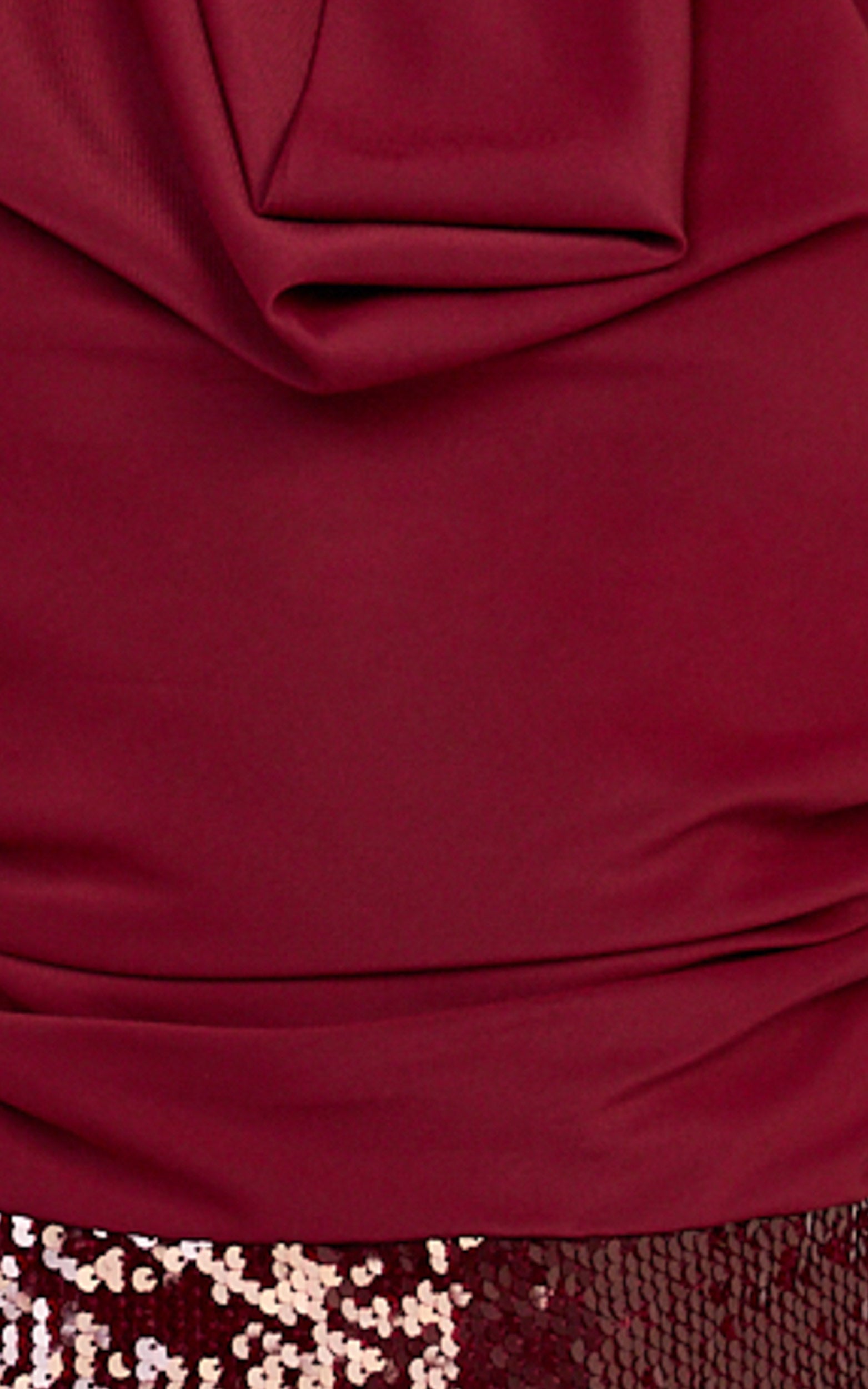 Evianne Mini Dress - Cowl Neck Sequin Drop Waist Halter Dress in Wine