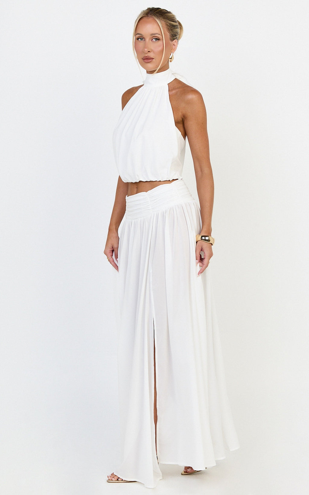 Melanie Top - Halter Neck Top in Cream