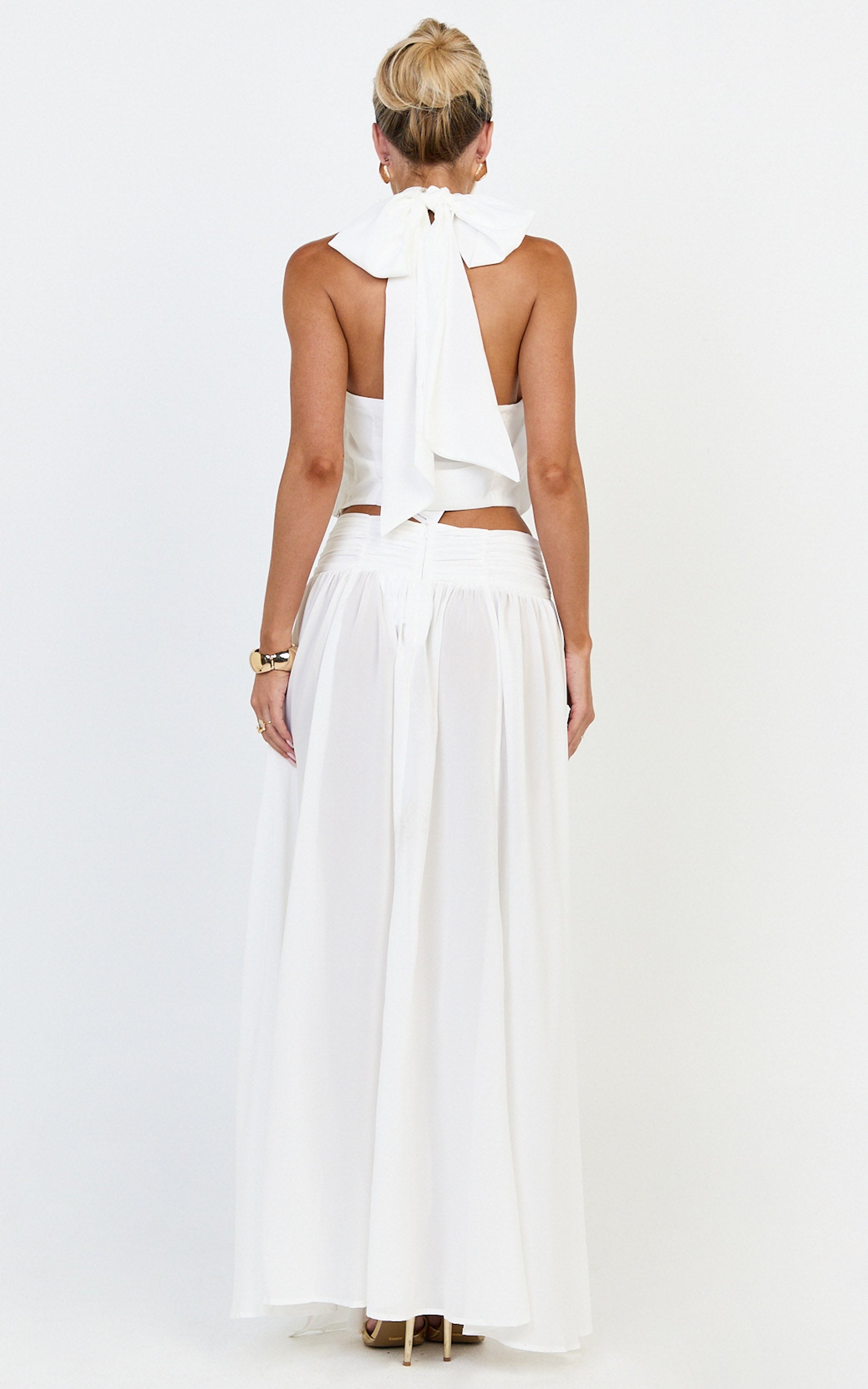 Melanie Top - Halter Neck Top in Cream