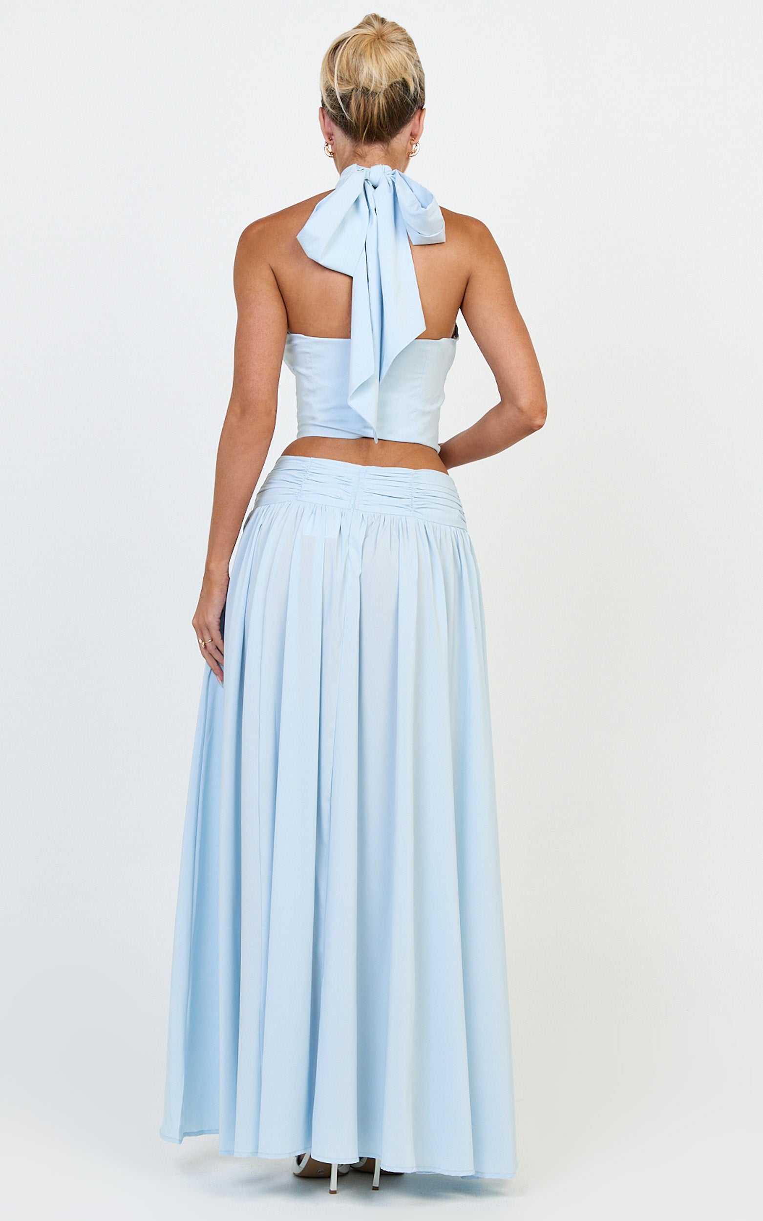 Melanie Top - Halter Neck Top in Pale Blue