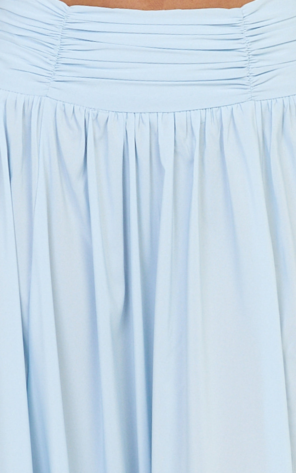 Melanie Maxi Skirt - Gathered Yoke Skirt in Pale Blue
