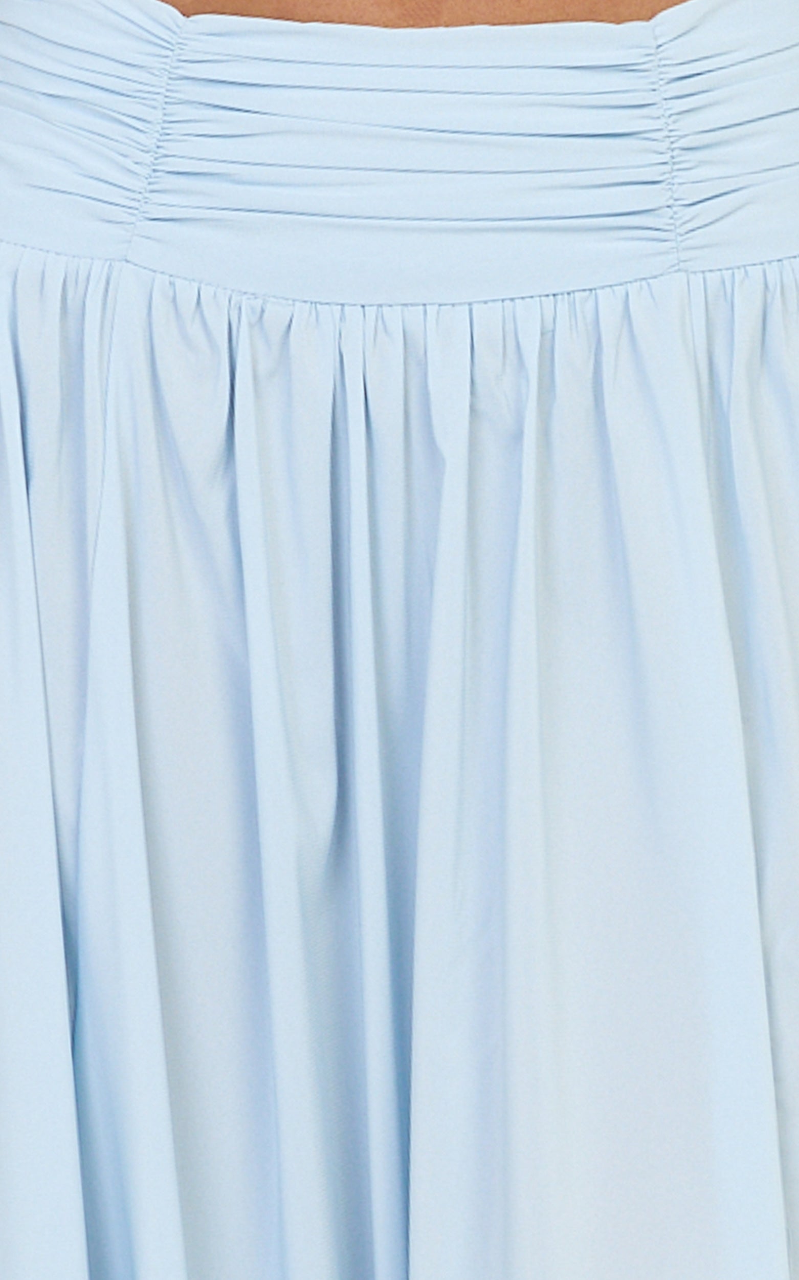 Melanie Maxi Skirt - Gathered Yoke Skirt in Pale Blue