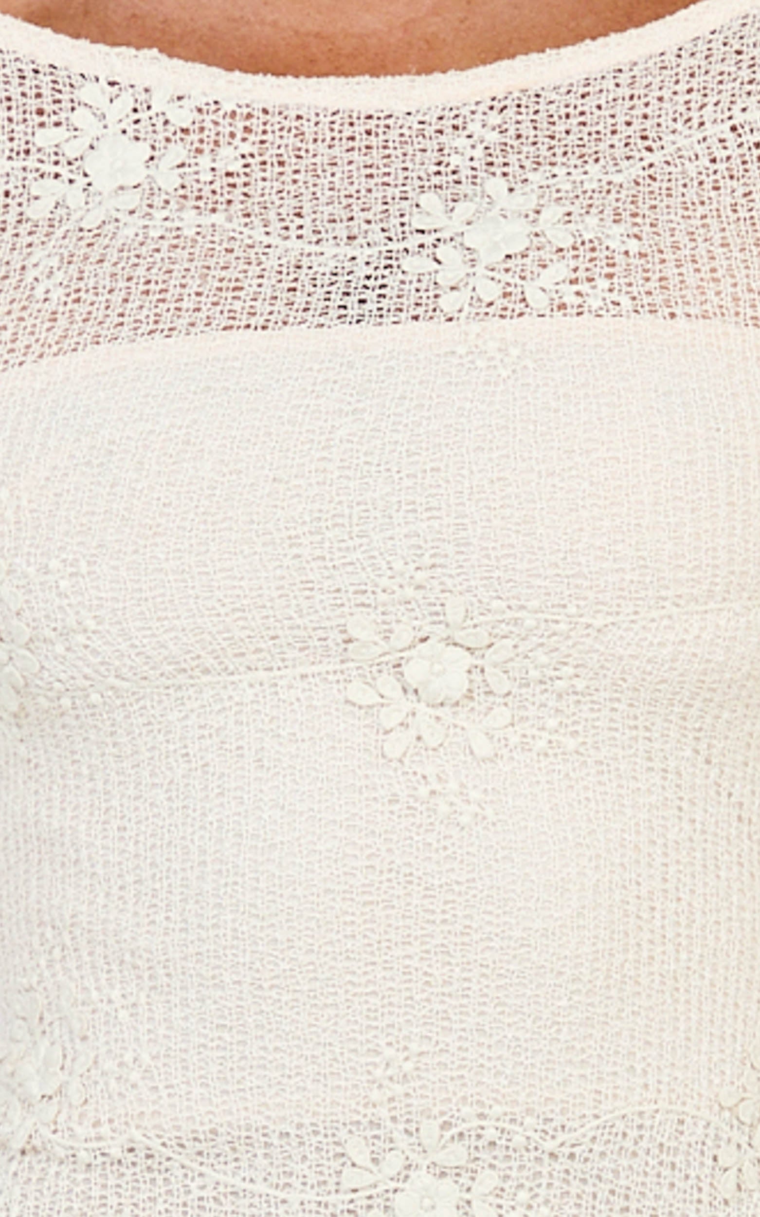 Hinata Mini Dress - Crochet Flared Sleeve Fit And Flare Dress in Ivory
