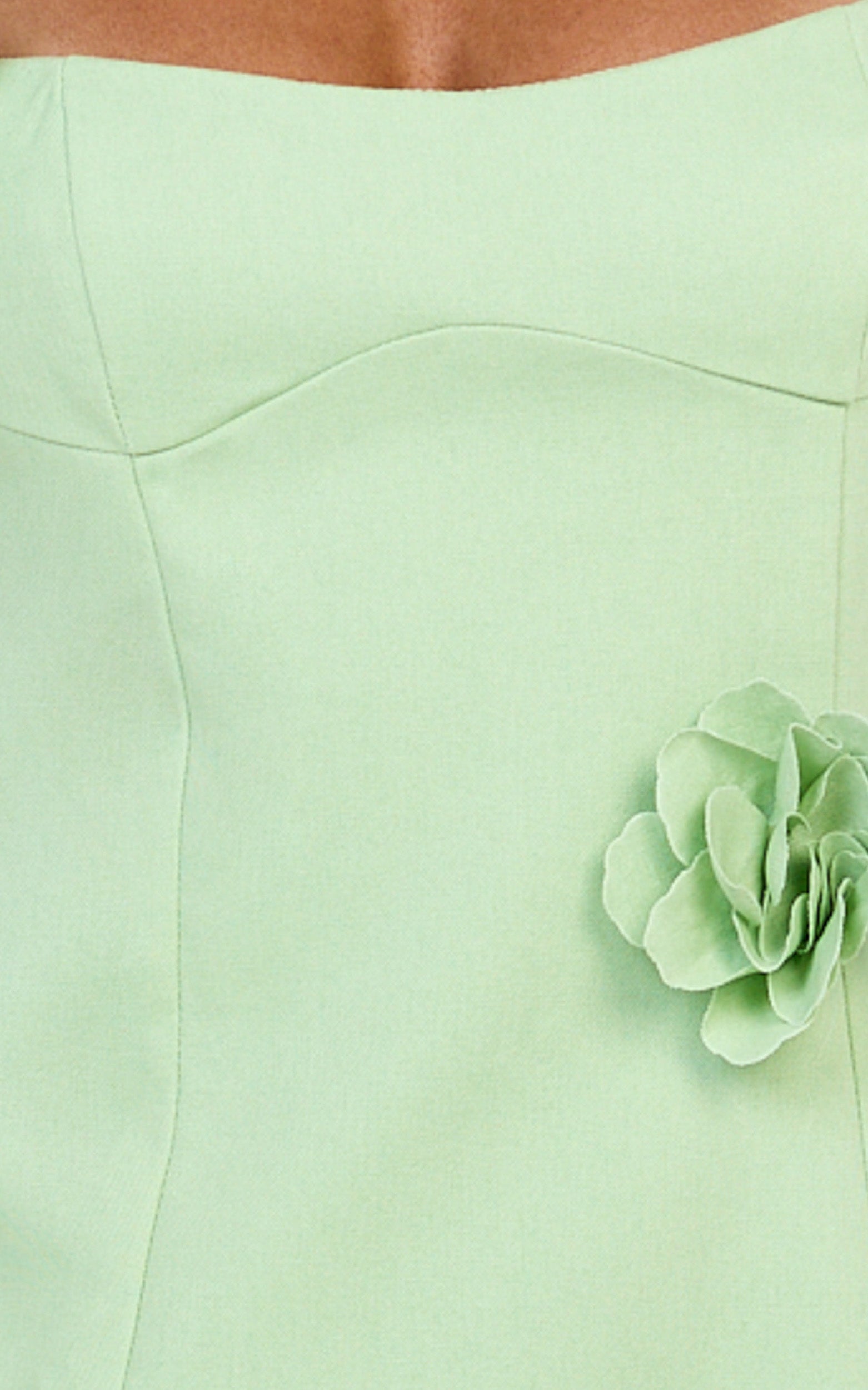Ondine Mini Dress - 3D Floral Strappy Dress in Apple Green