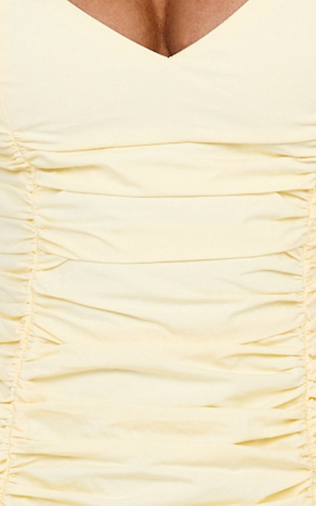 Saphira Midi Dress - Off Shoulder Plunge Frill Hem Dress in Lemon
