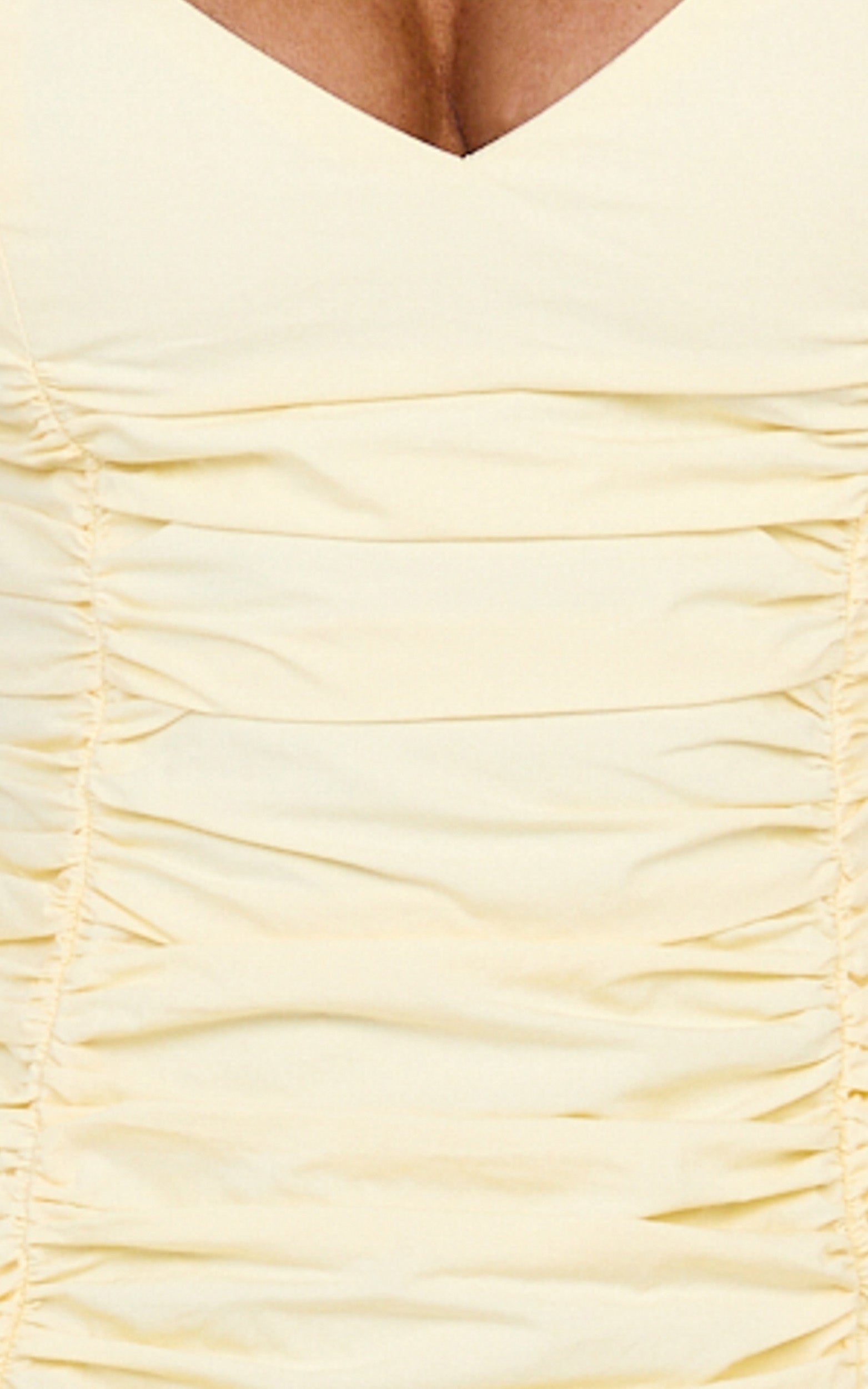 Saphira Midi Dress - Off Shoulder Plunge Frill Hem Dress in Lemon