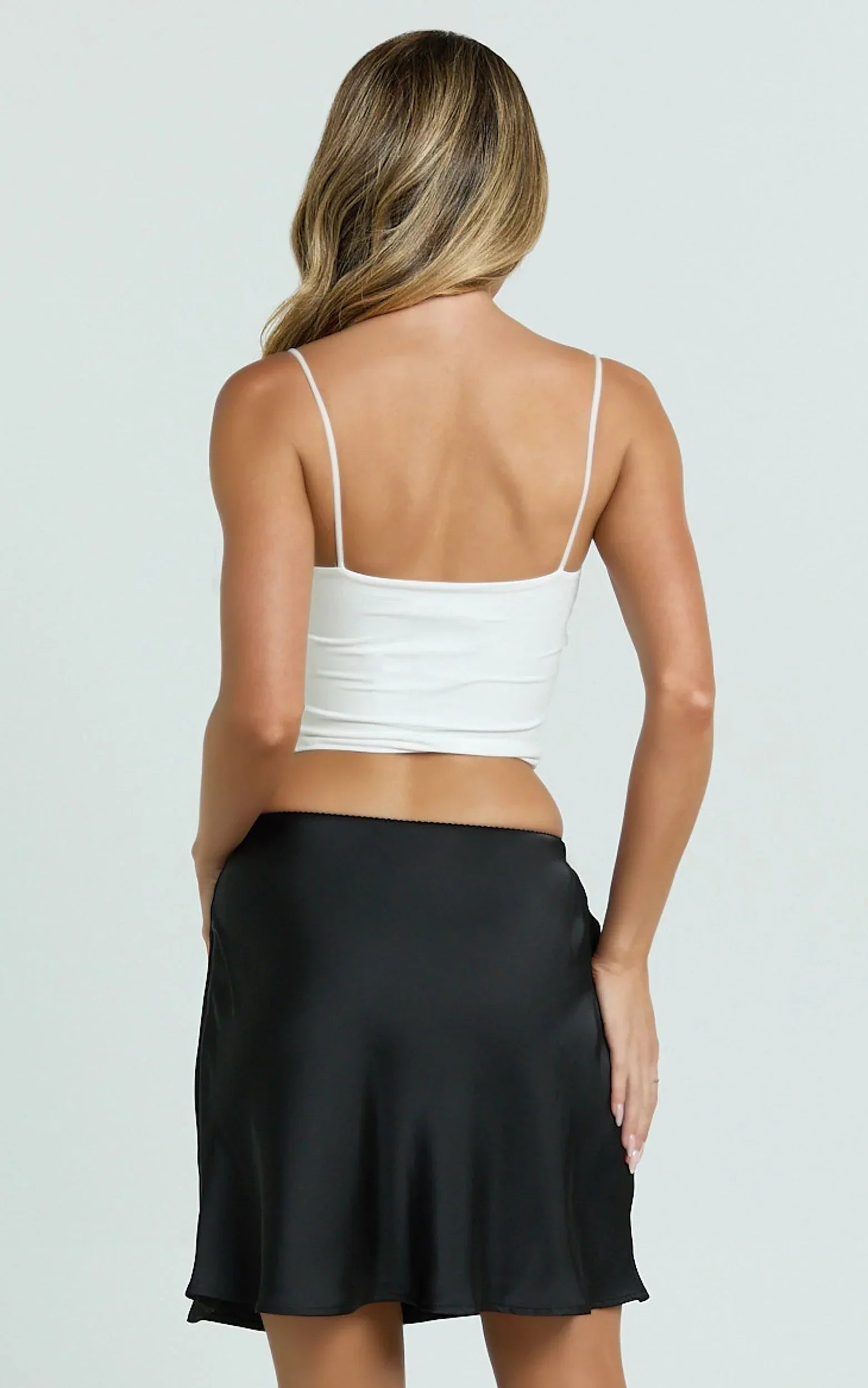 Risa Mini Skirt - High Waisted Bias Cut Skirt in Black