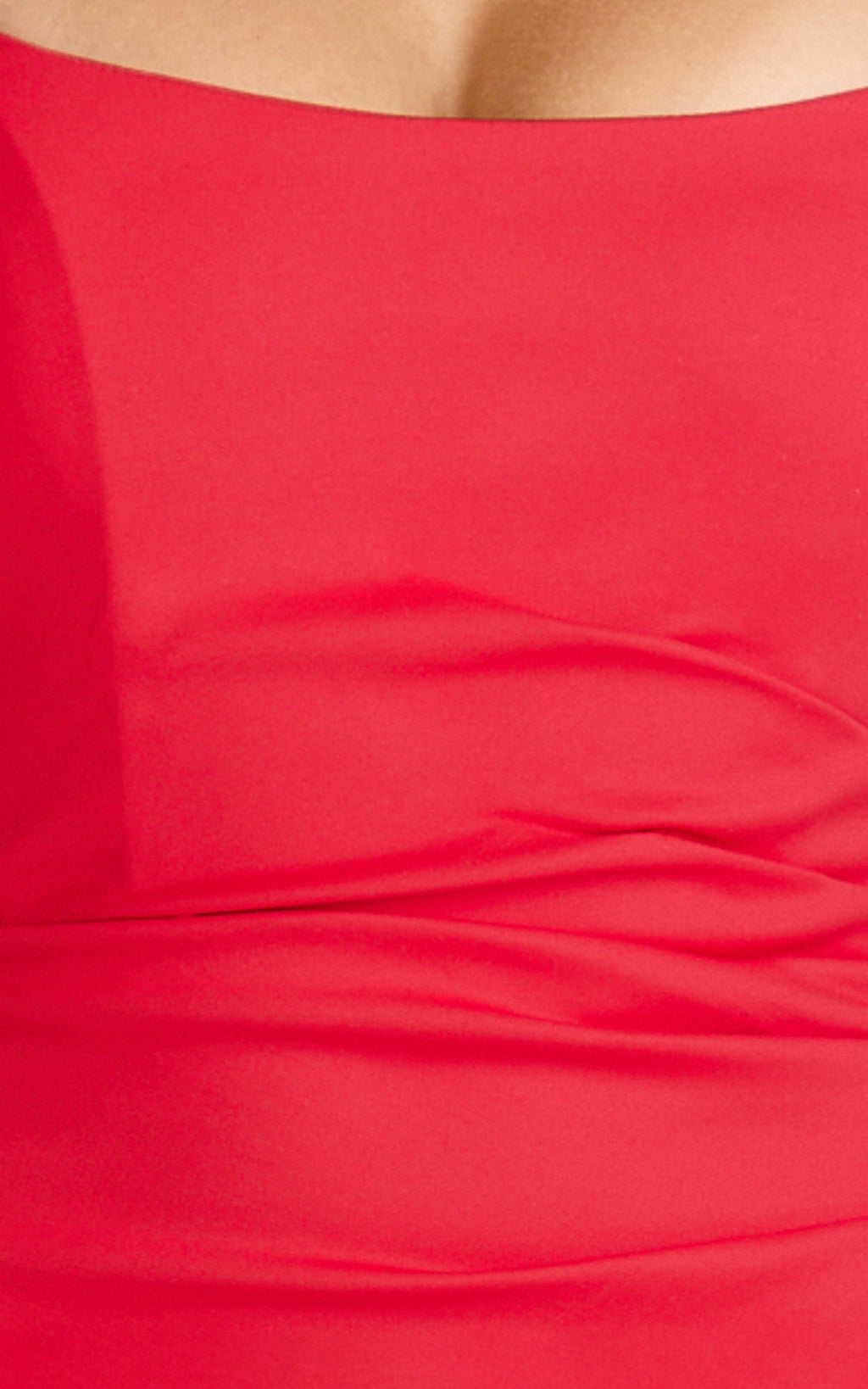 Pietra Midi Dress - Scoop Neck Side Seam Tucks Fitted Dress in Red
