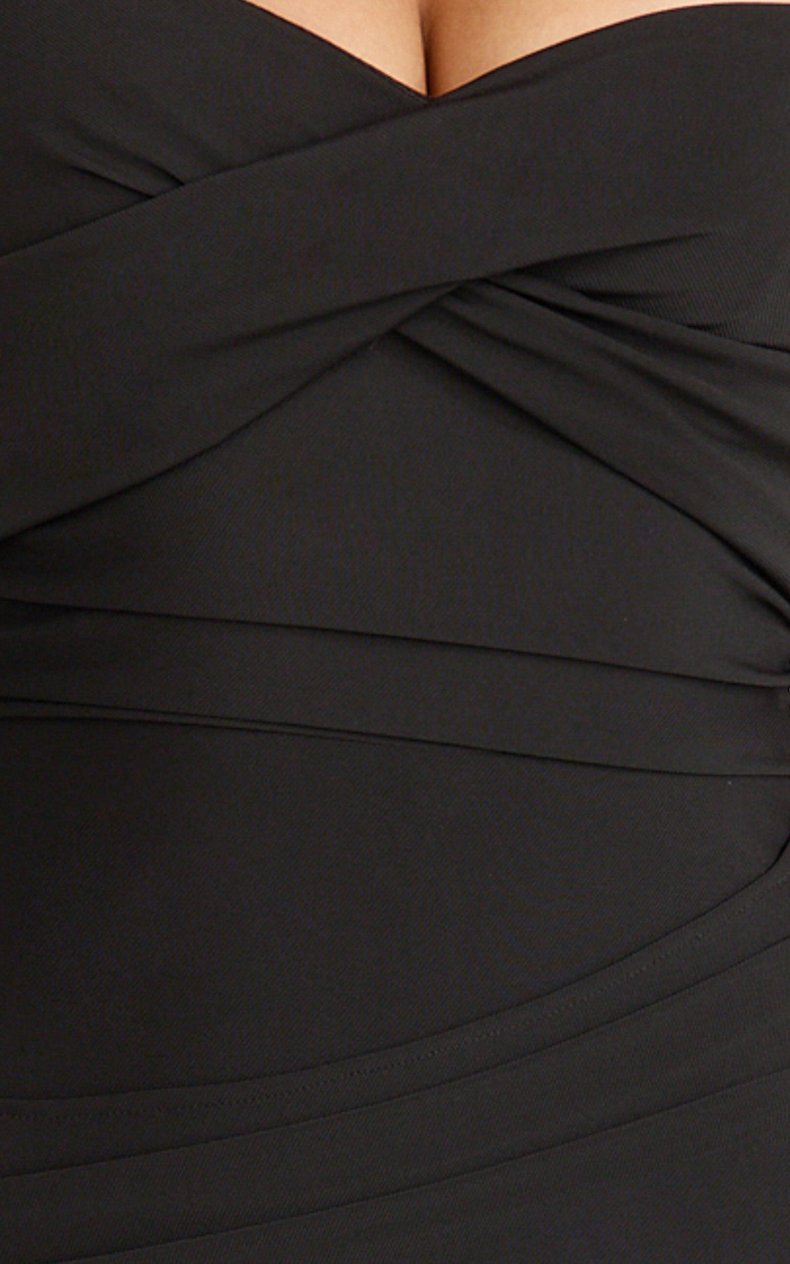 Roxanne Maxi Dress - Sweetheart Neck Gathered Bodycon Dress in Black
