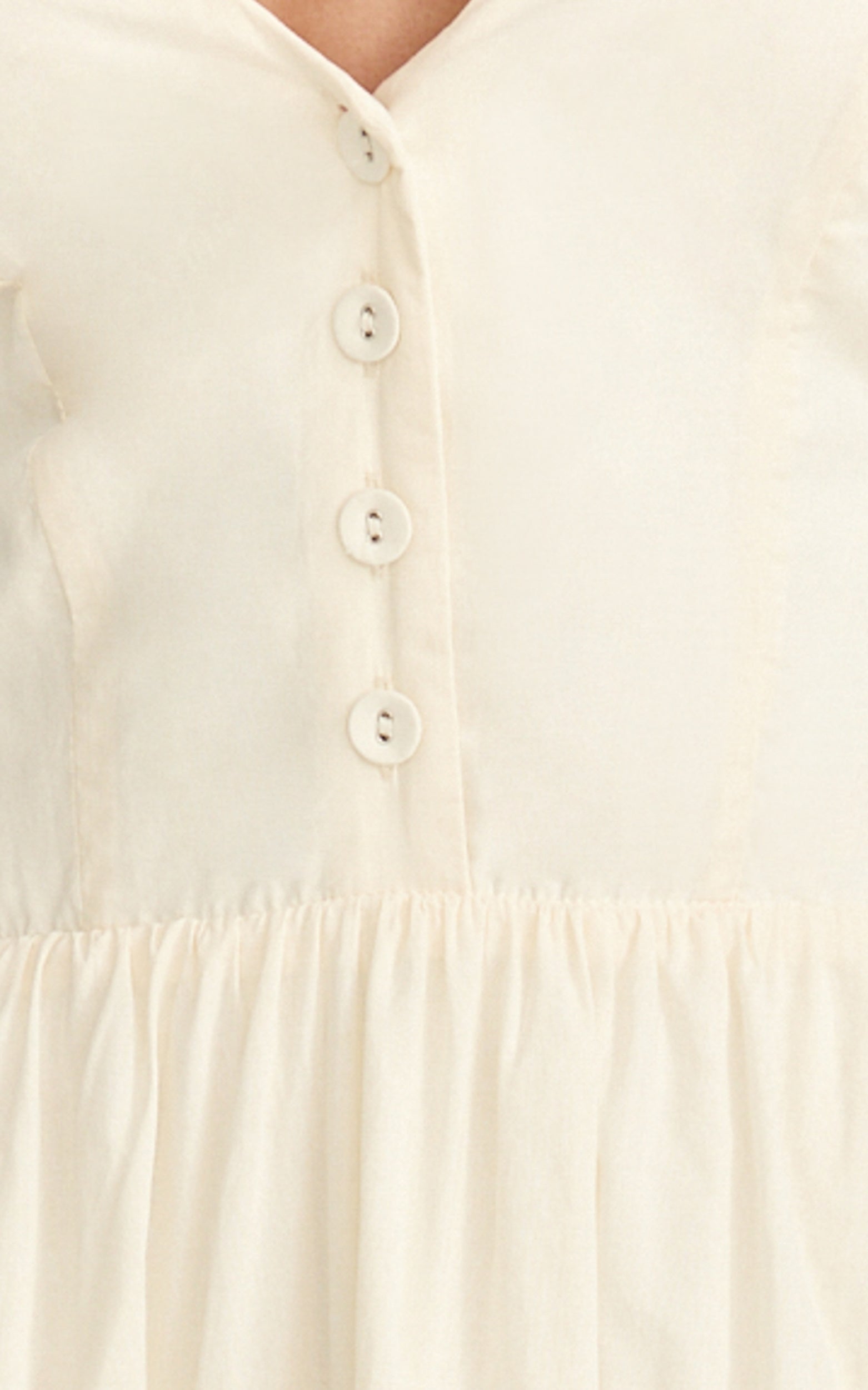 Everly Midi Dress - Tie Halter Neck Button Down Bodice Fit And Flare Dress in Cream