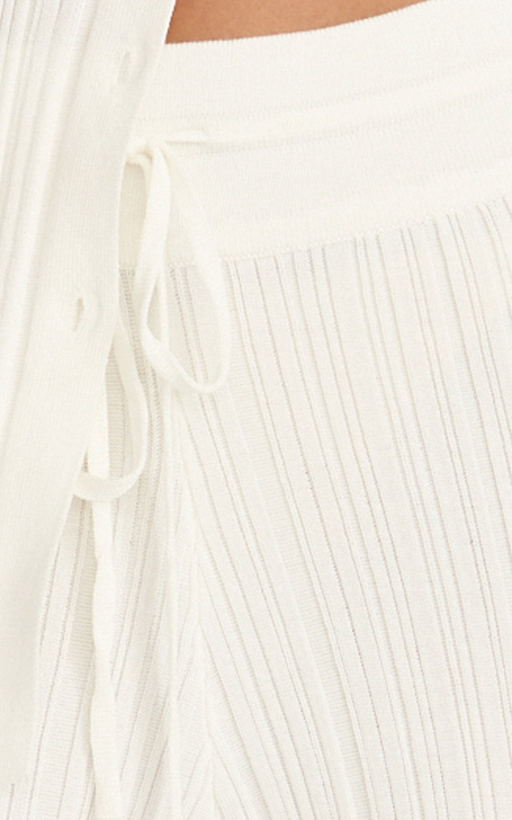 Kelsey Pants - High Drawstring Waist Knit Pants in Cream