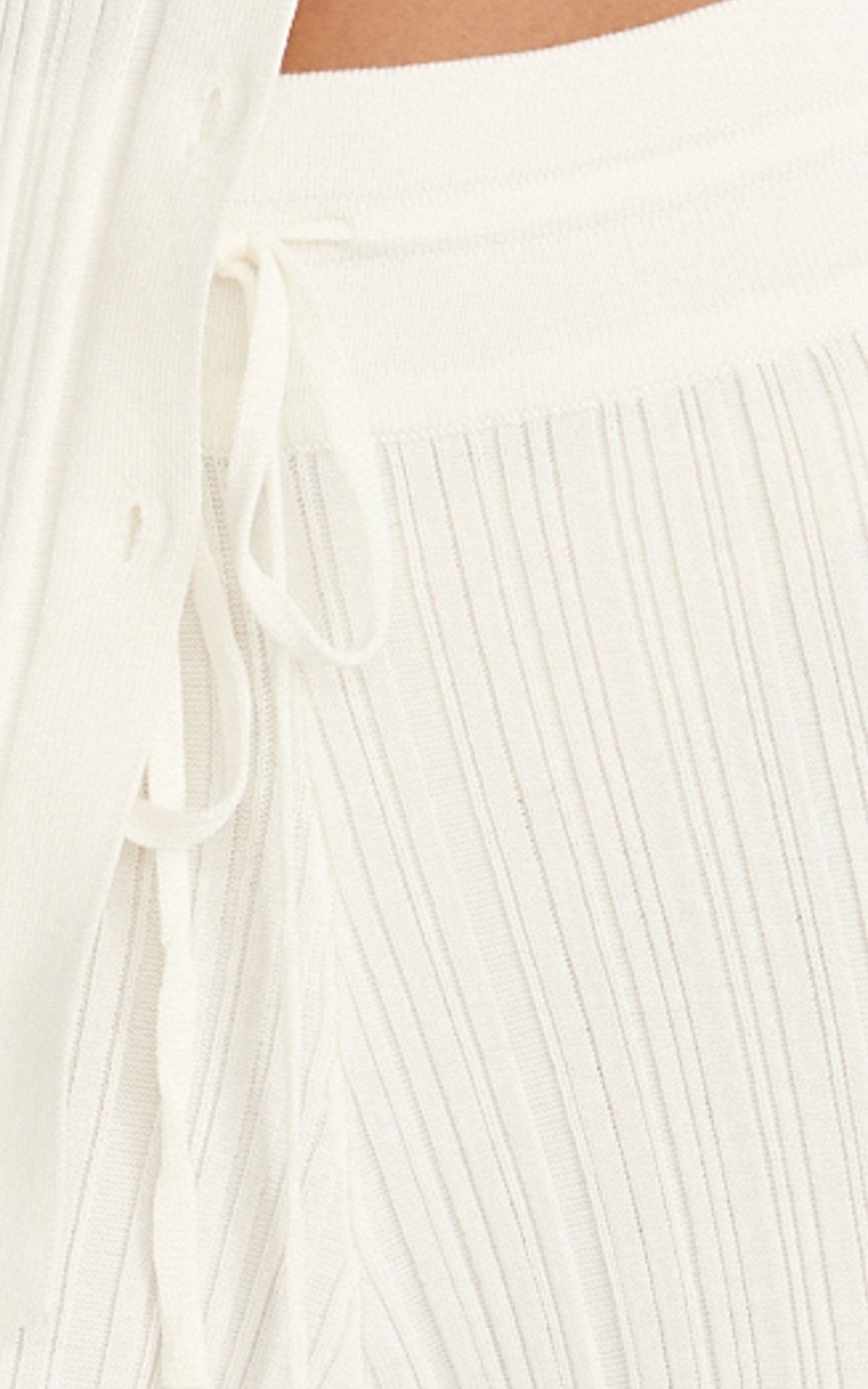 Kelsey Pants - High Drawstring Waist Knit Pants in Cream