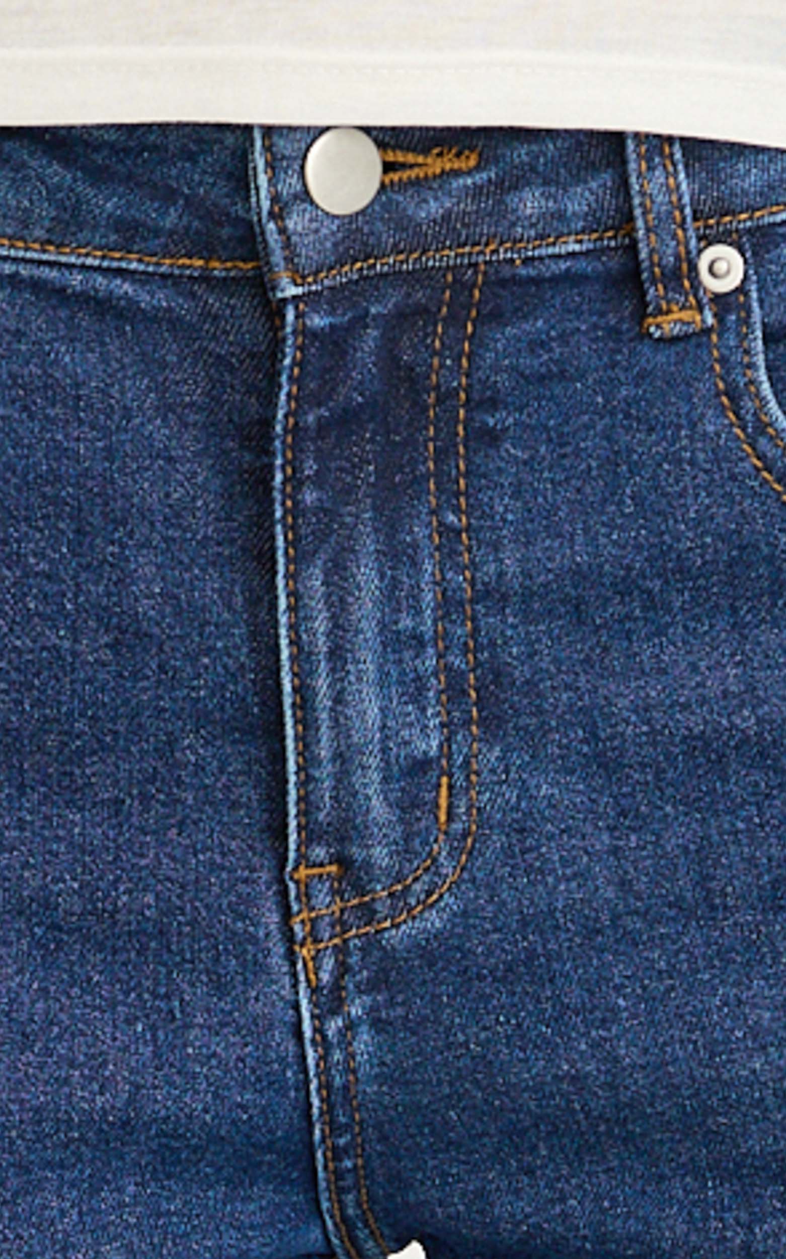 Solenne Jeans - High Waist Skinny Bootcut Leg Jeans in Dark Mid Blue Wash