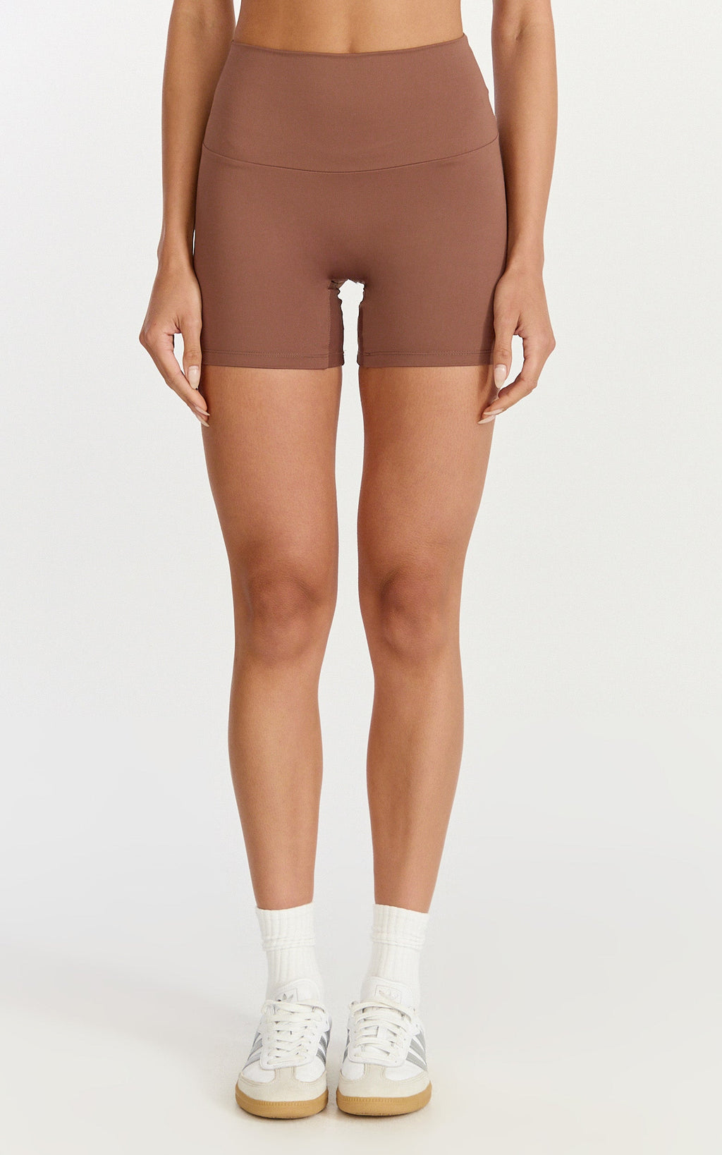Aurora Shorts - High Waist Bike Shorts in Cocoa Bean