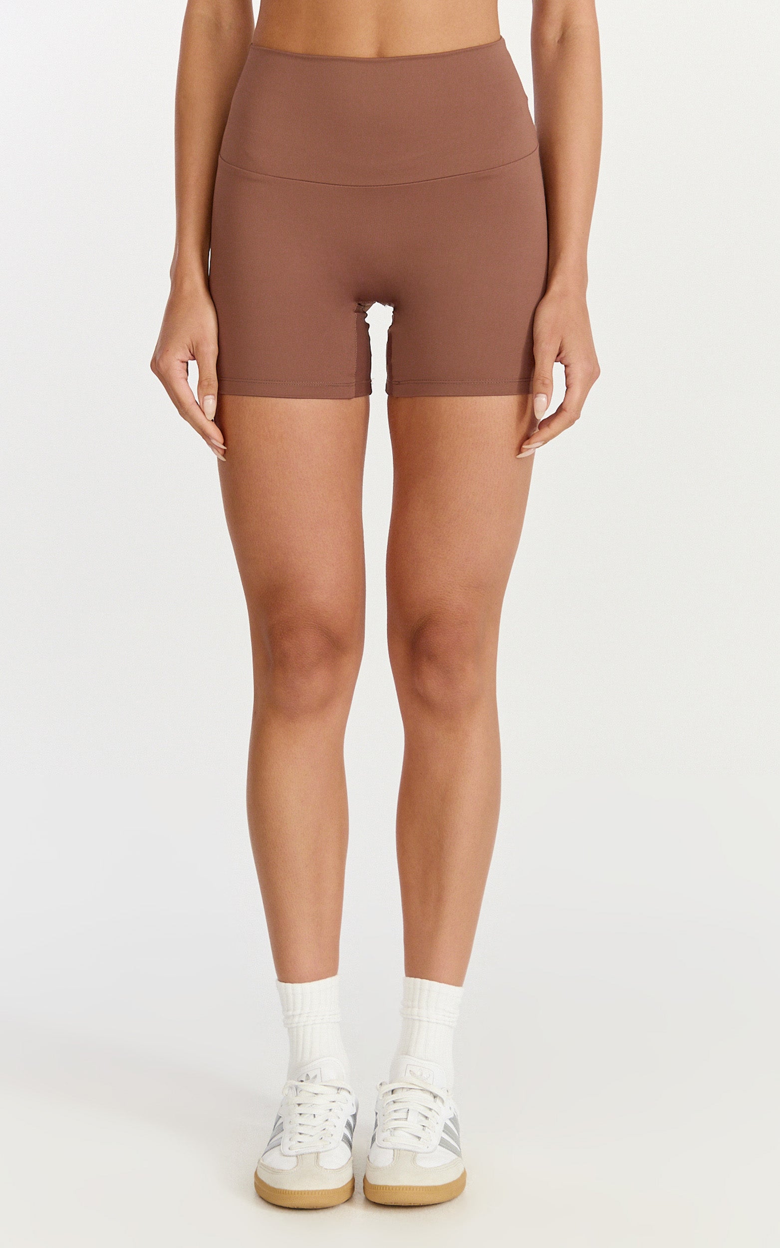 Aurora Shorts - High Waist Bike Shorts in Cocoa Bean
