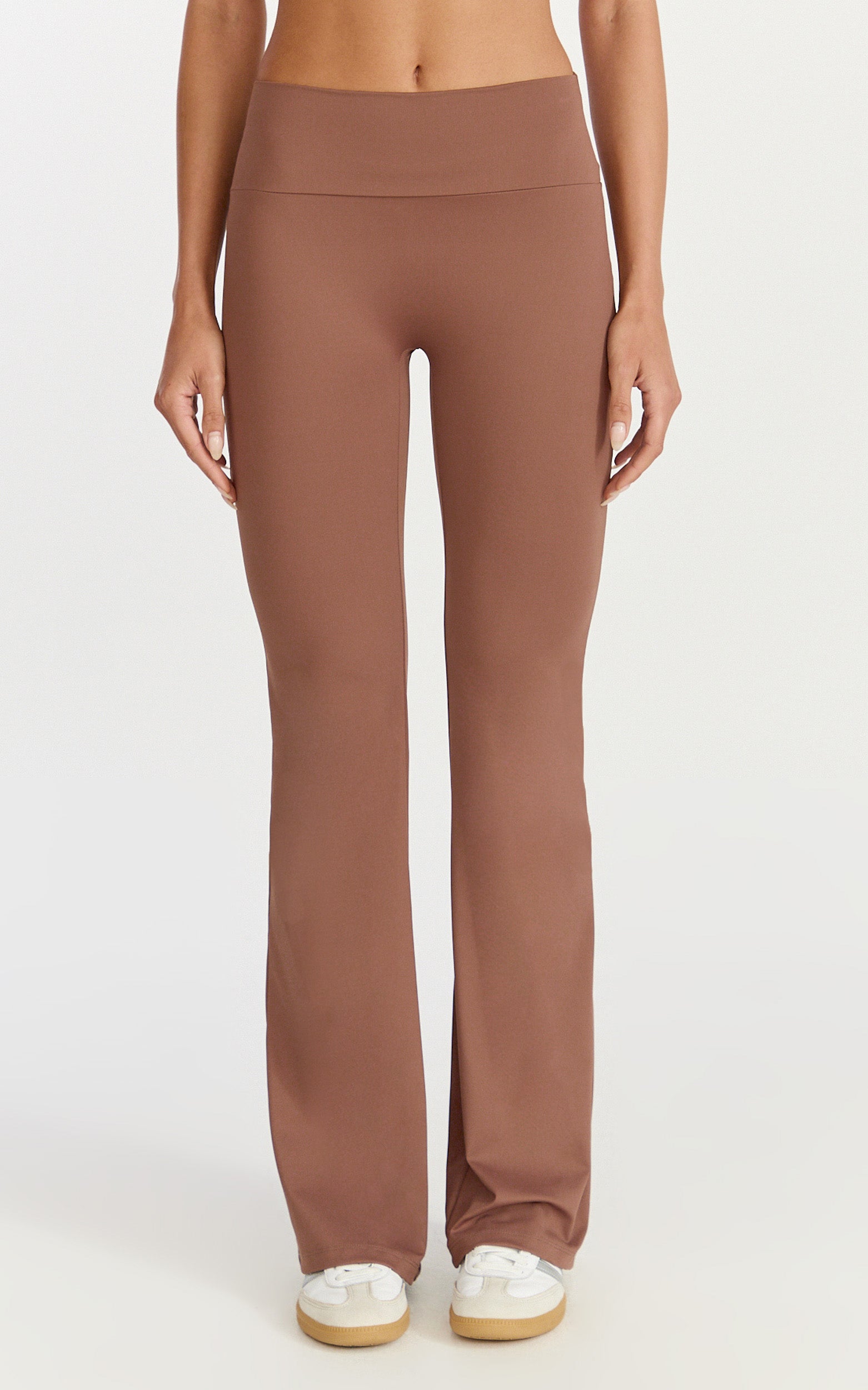 Aurora Pants - High Waist Flared Leggings in Cocoa Bean