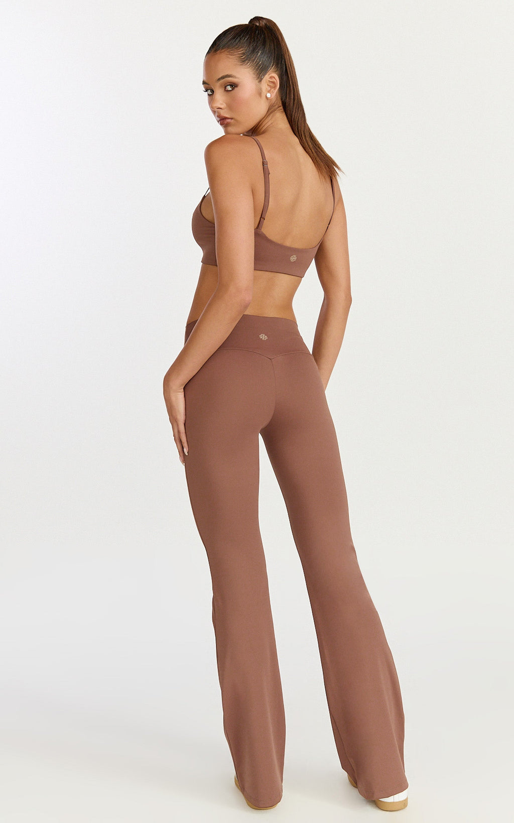 Aurora Pants - High Waist Flared Leggings in Cocoa Bean