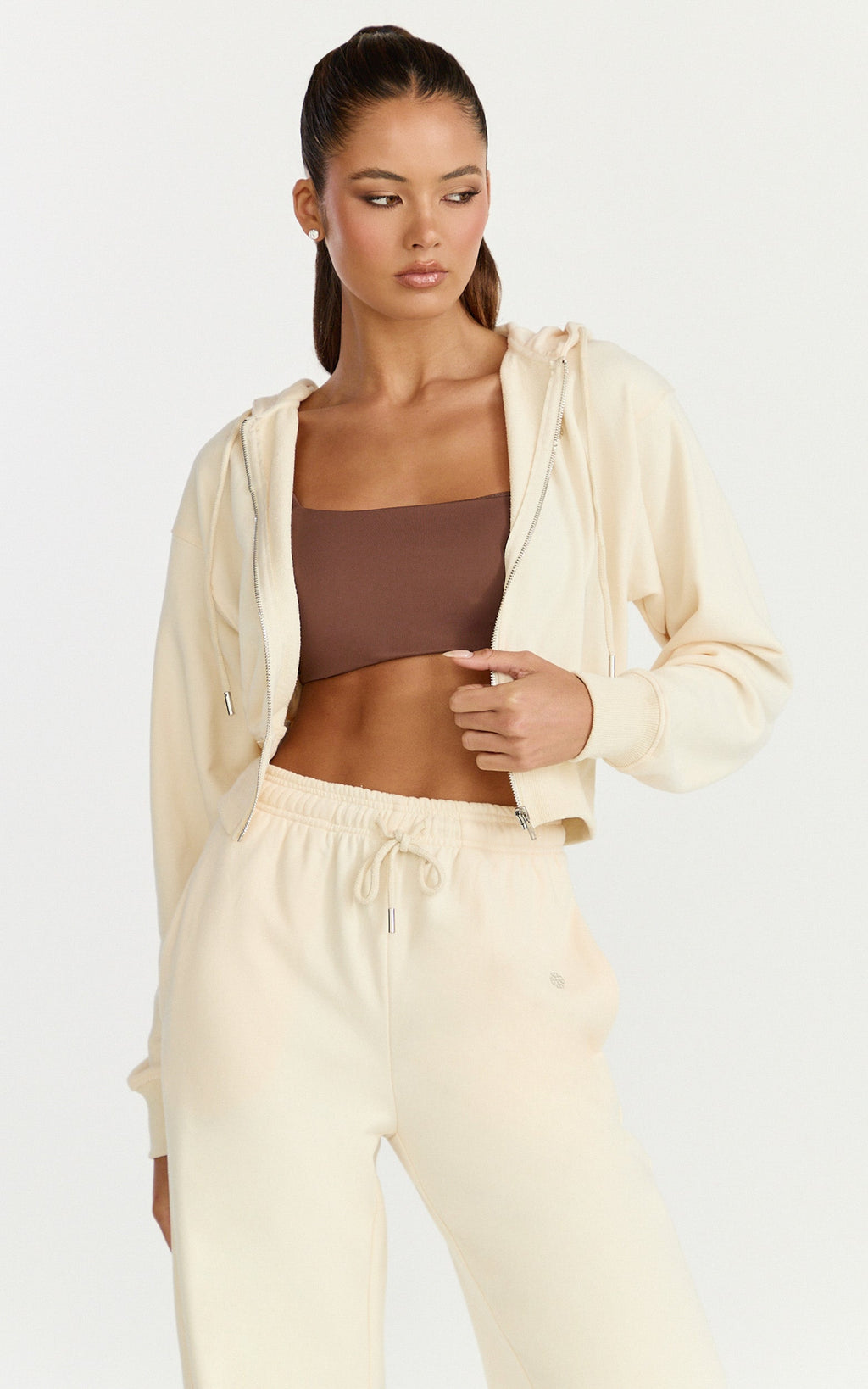 Selene Hoodie - Zip Through Hoodie in Cream