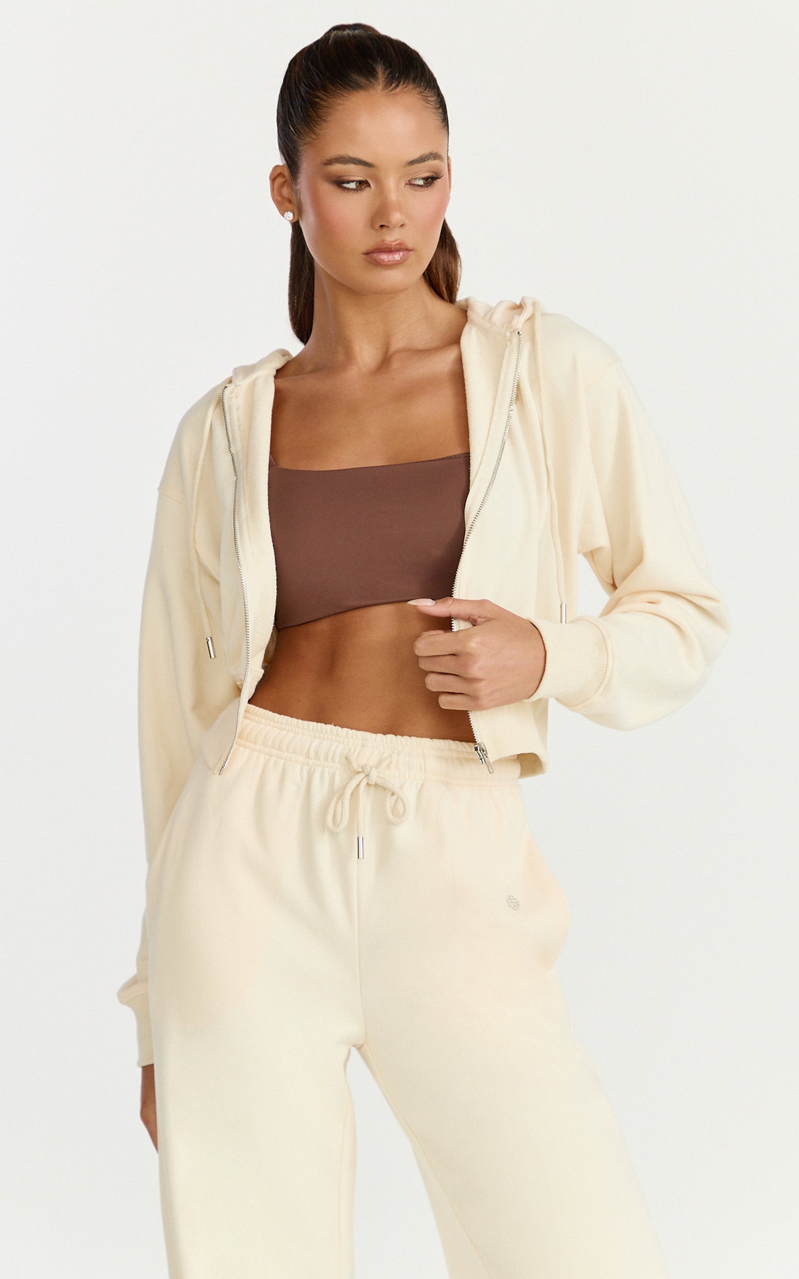 Selene Hoodie - Zip Through Hoodie in Cream