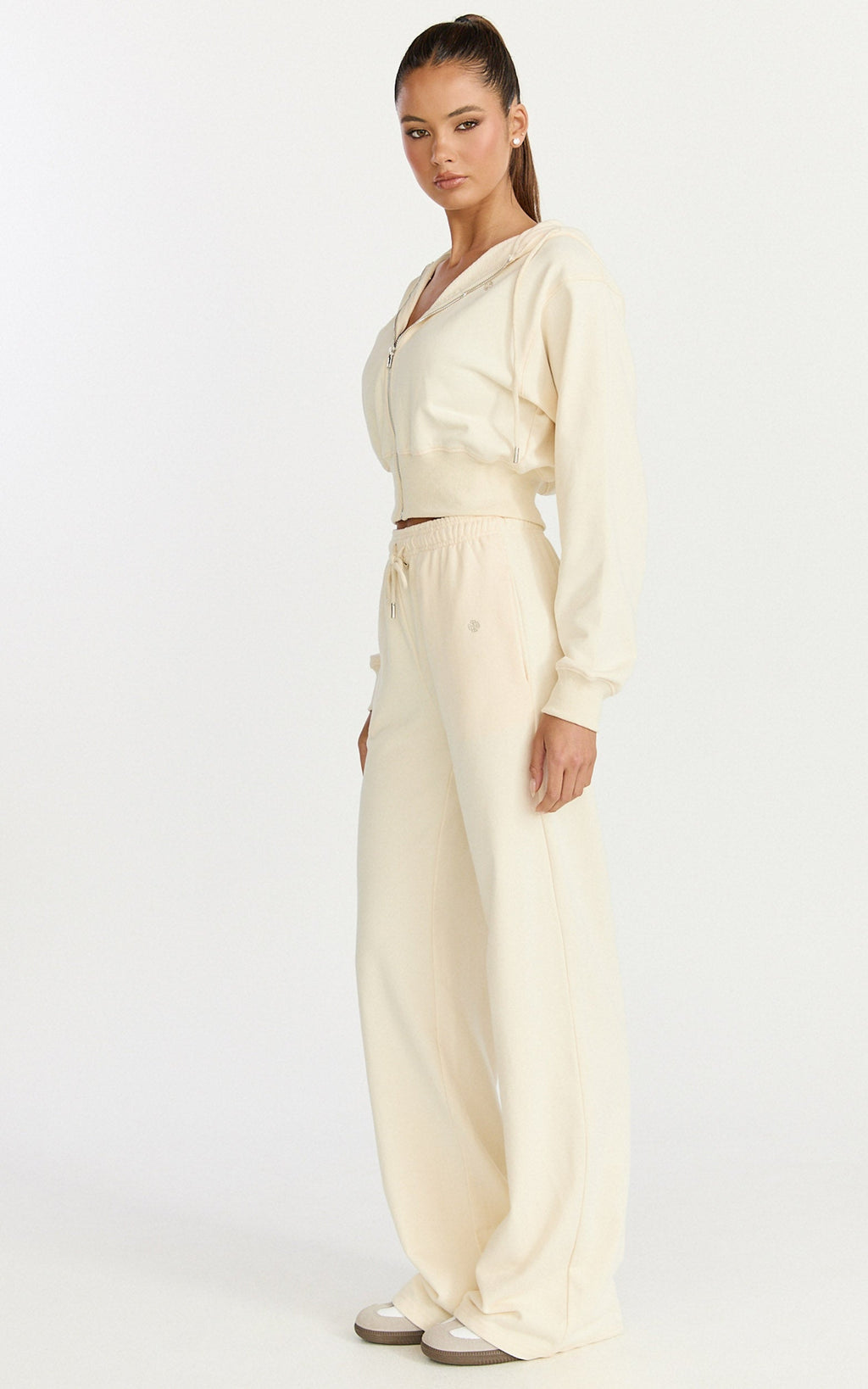Selene Pants - Tie Waist Sweatpants in Cream