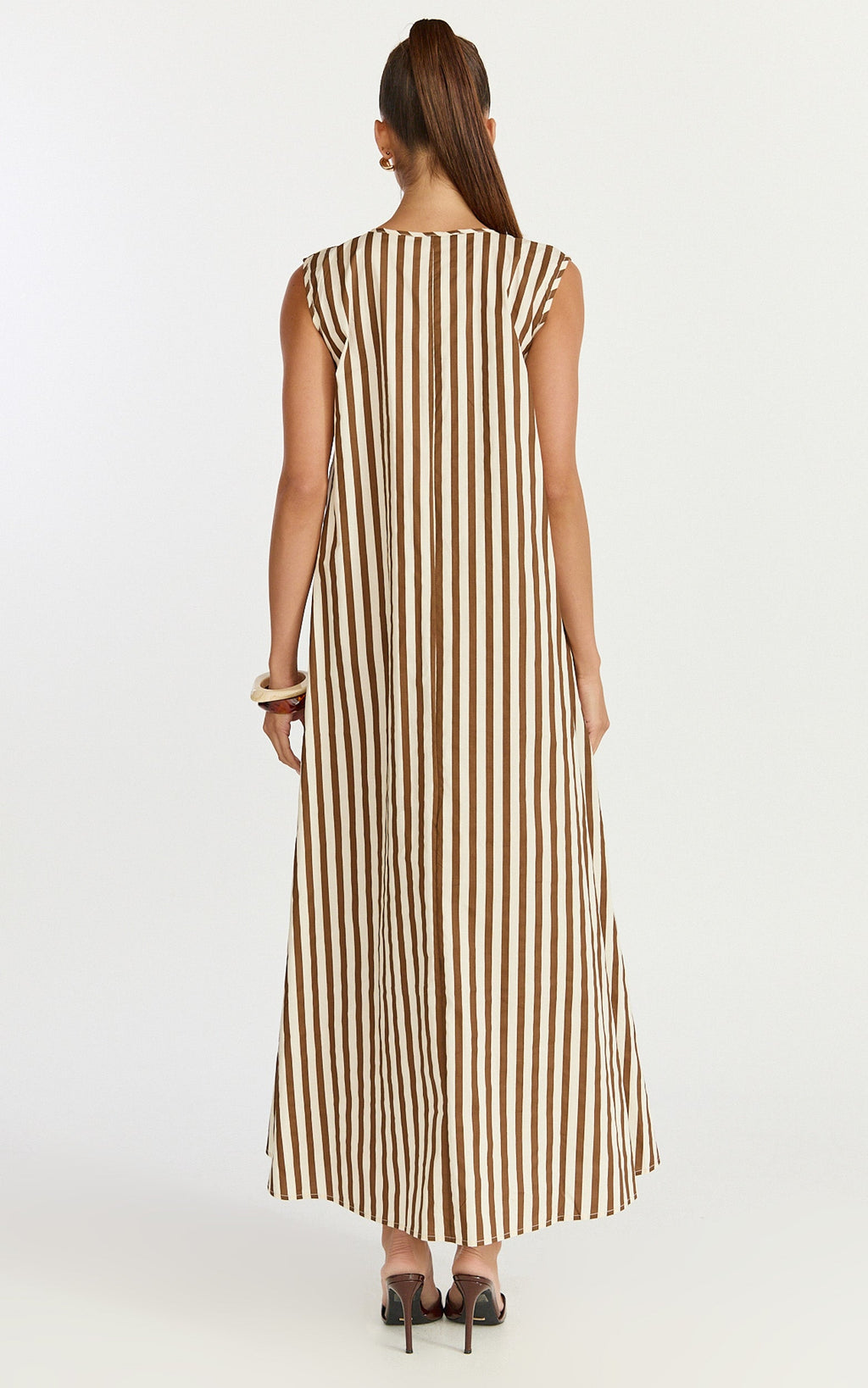 Raye Midi Dress - Sleeveless Dress in Chocolate