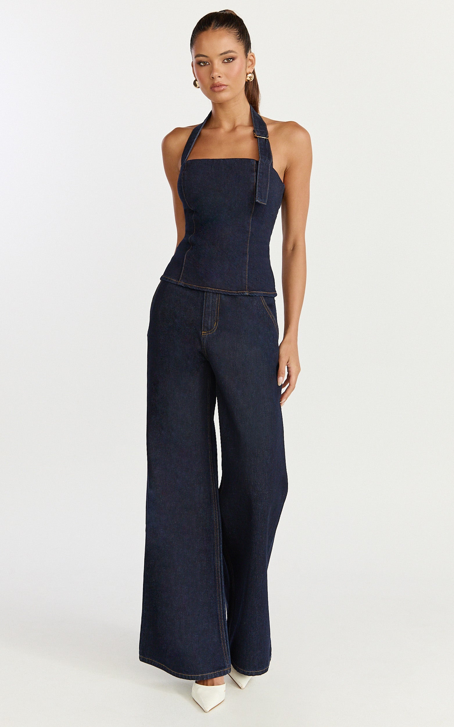 Therese Jeans - High Waist Wide Leg Flare Recycled Denim Jeans in Raw