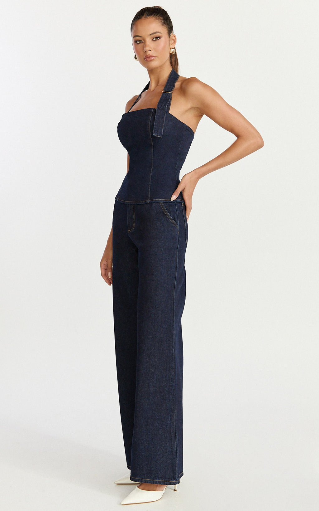 Therese Jeans - High Waist Wide Leg Flare Recycled Denim Jeans in Raw