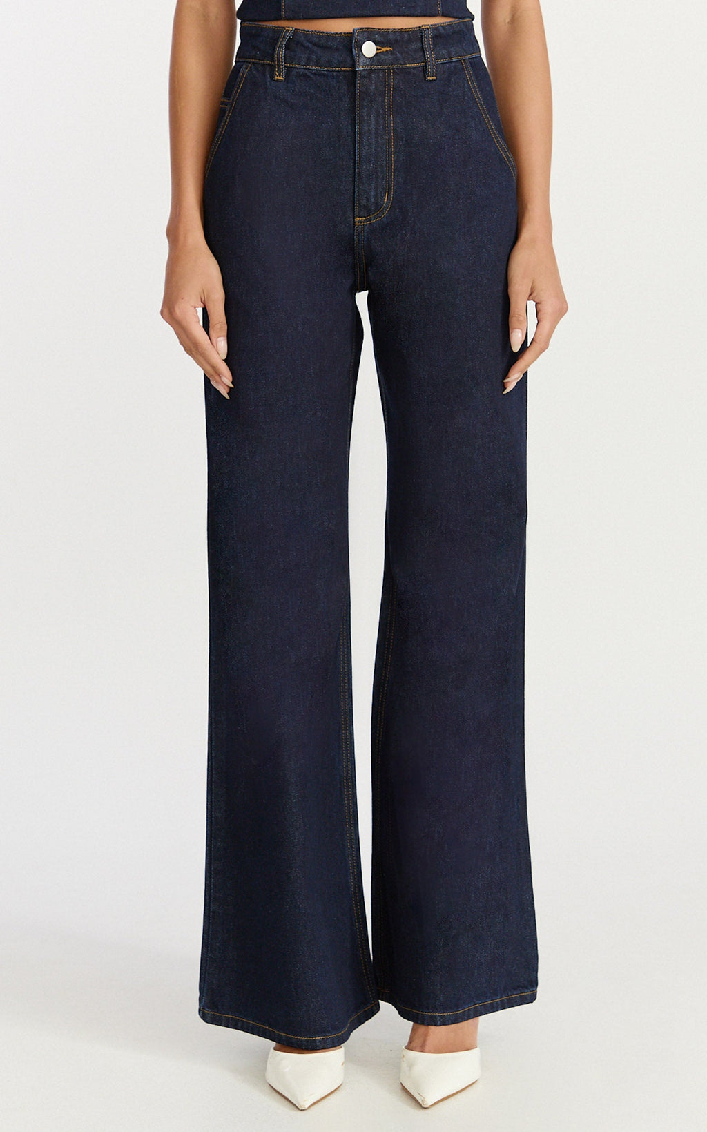 Therese Jeans - High Waist Wide Leg Flare Recycled Denim Jeans in Raw