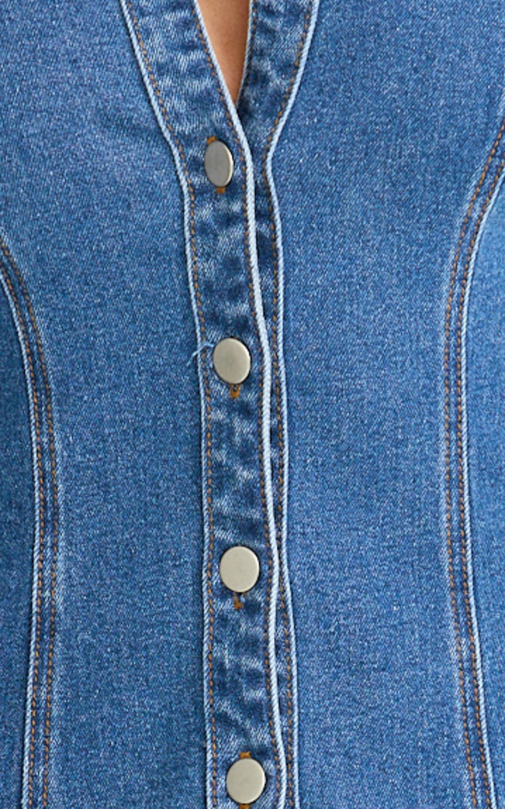 Inara Top - Button Down Long Sleeve Fitted Shirt in Dark Blue Wash