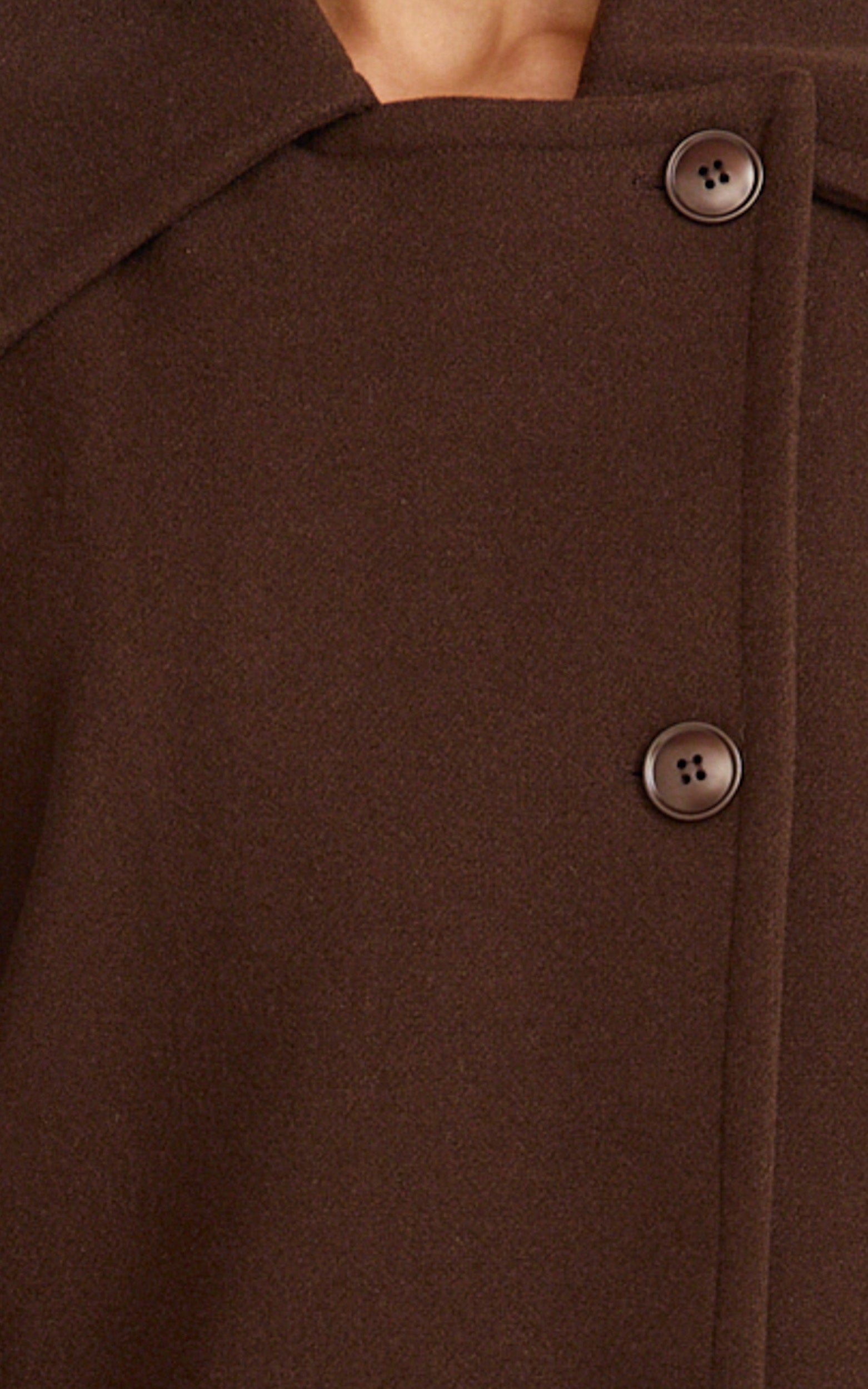 Rina Coat - Oversized Three Button Front Closure Coat in Chocolate