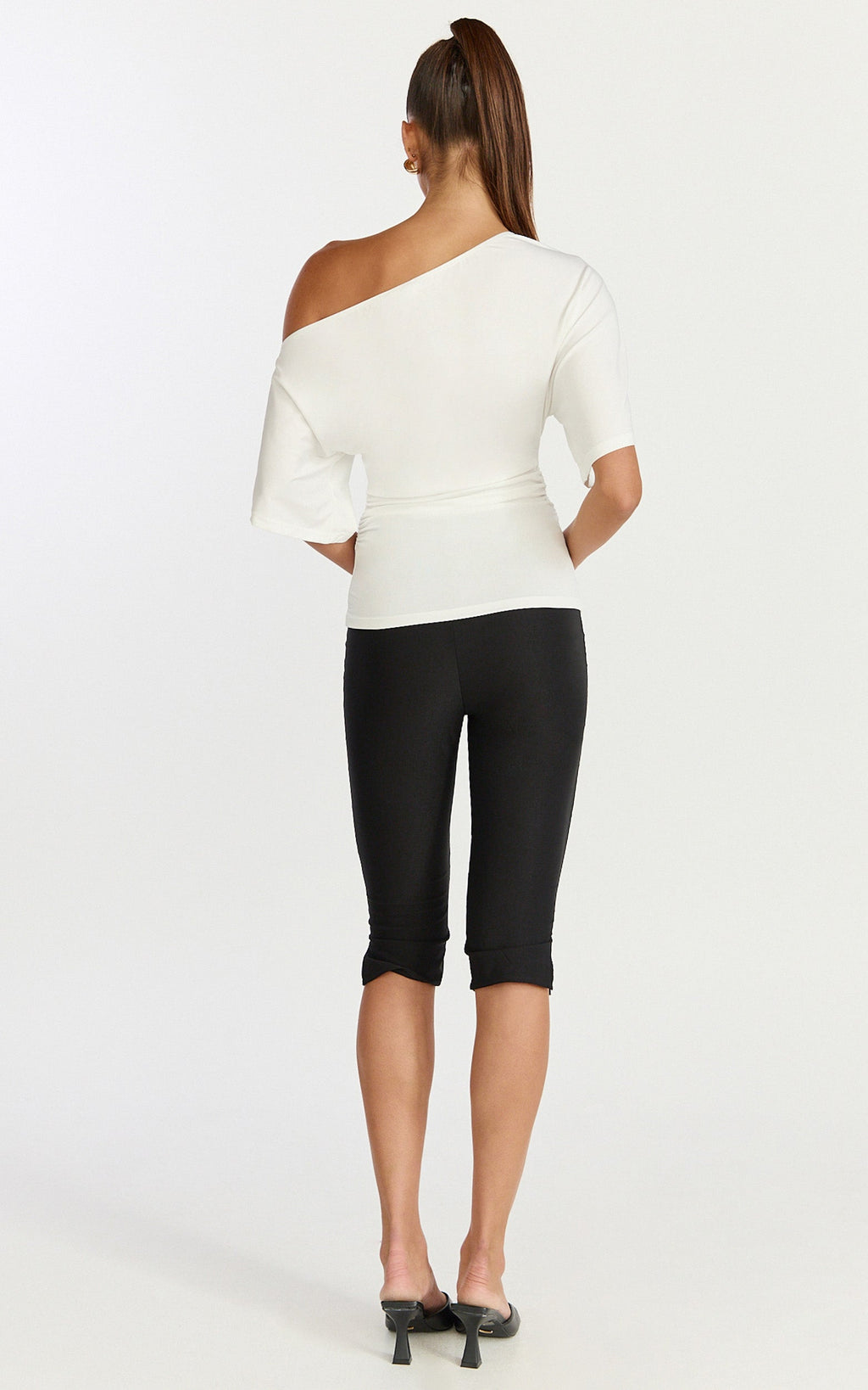 Dora Top - Off Shoulder Ruched Waist Top in Off White
