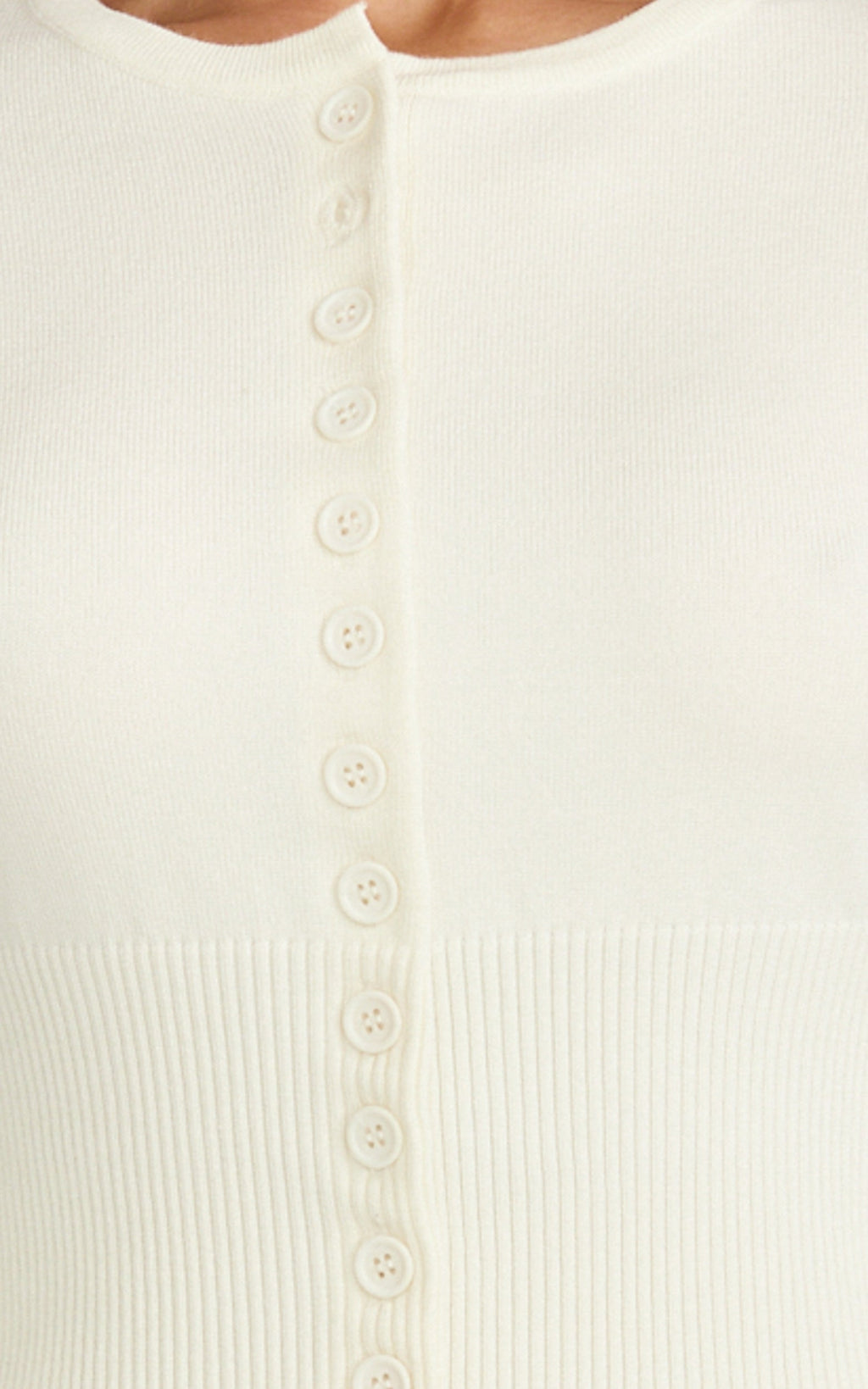 Ramsey Cardigan - Recycled Contoured Waist Button Down Cardigan in Ivory