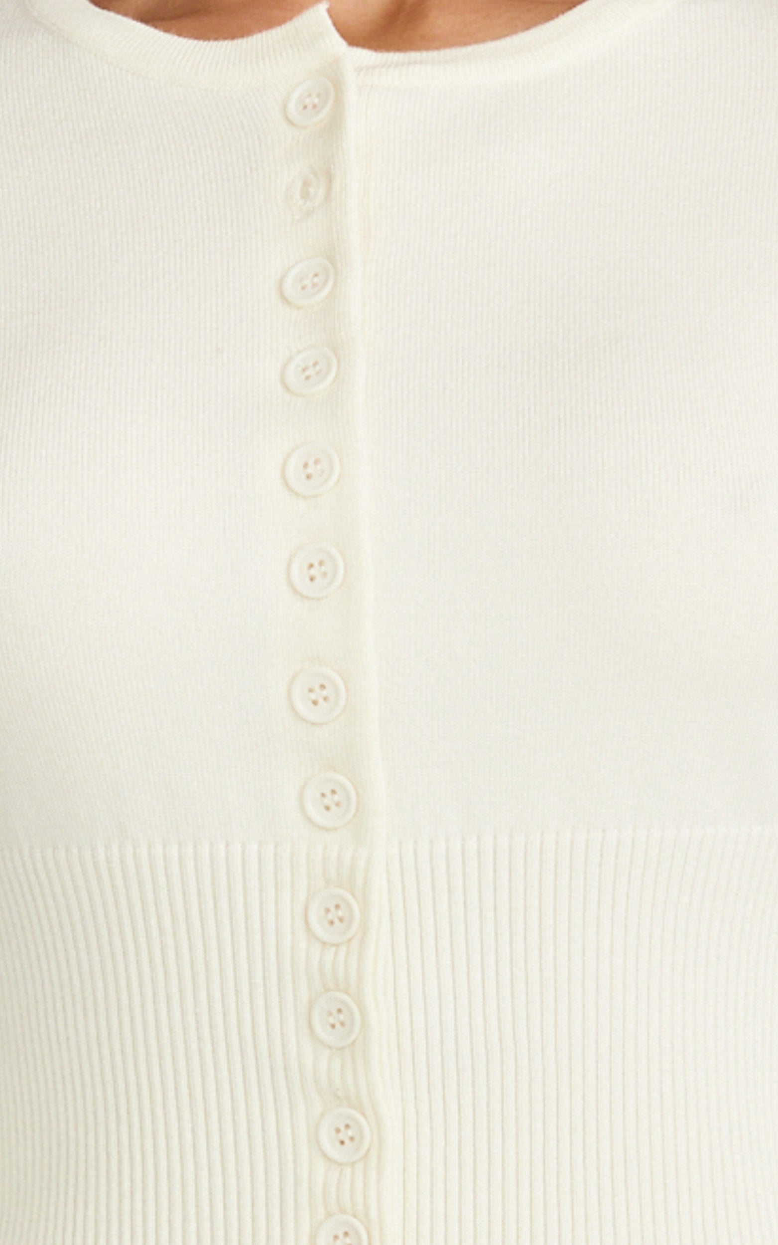 Ramsey Cardigan - Recycled Contoured Waist Button Down Cardigan in Ivory