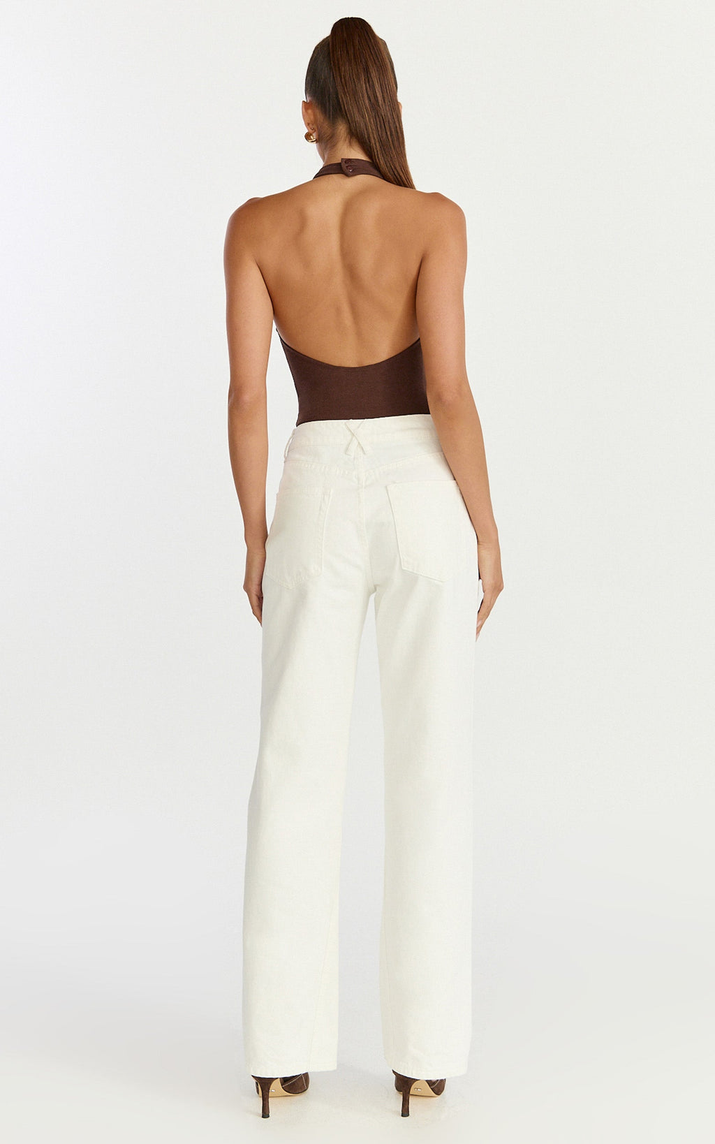 Margot Bodysuit - High Neck Bodysuit in Chocolate