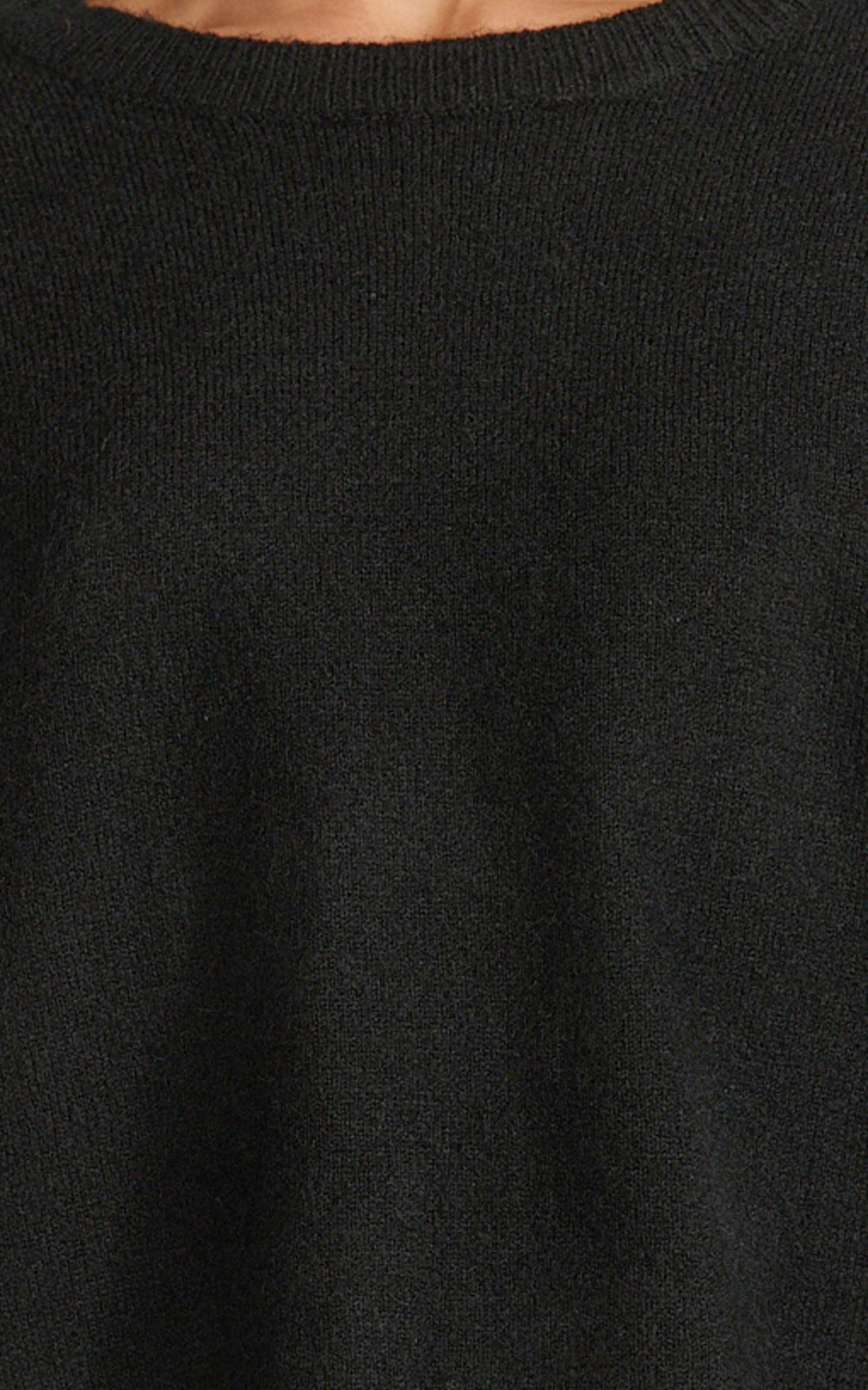 Amanda Jumper - Crew Neck Long Sleeve Knit Sweater in Black