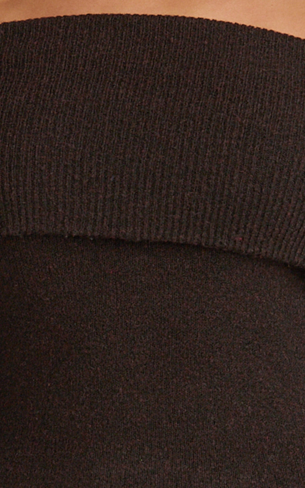 Darcie Top - Off Shoulder Long Sleeve Knitted Top in Chocolate