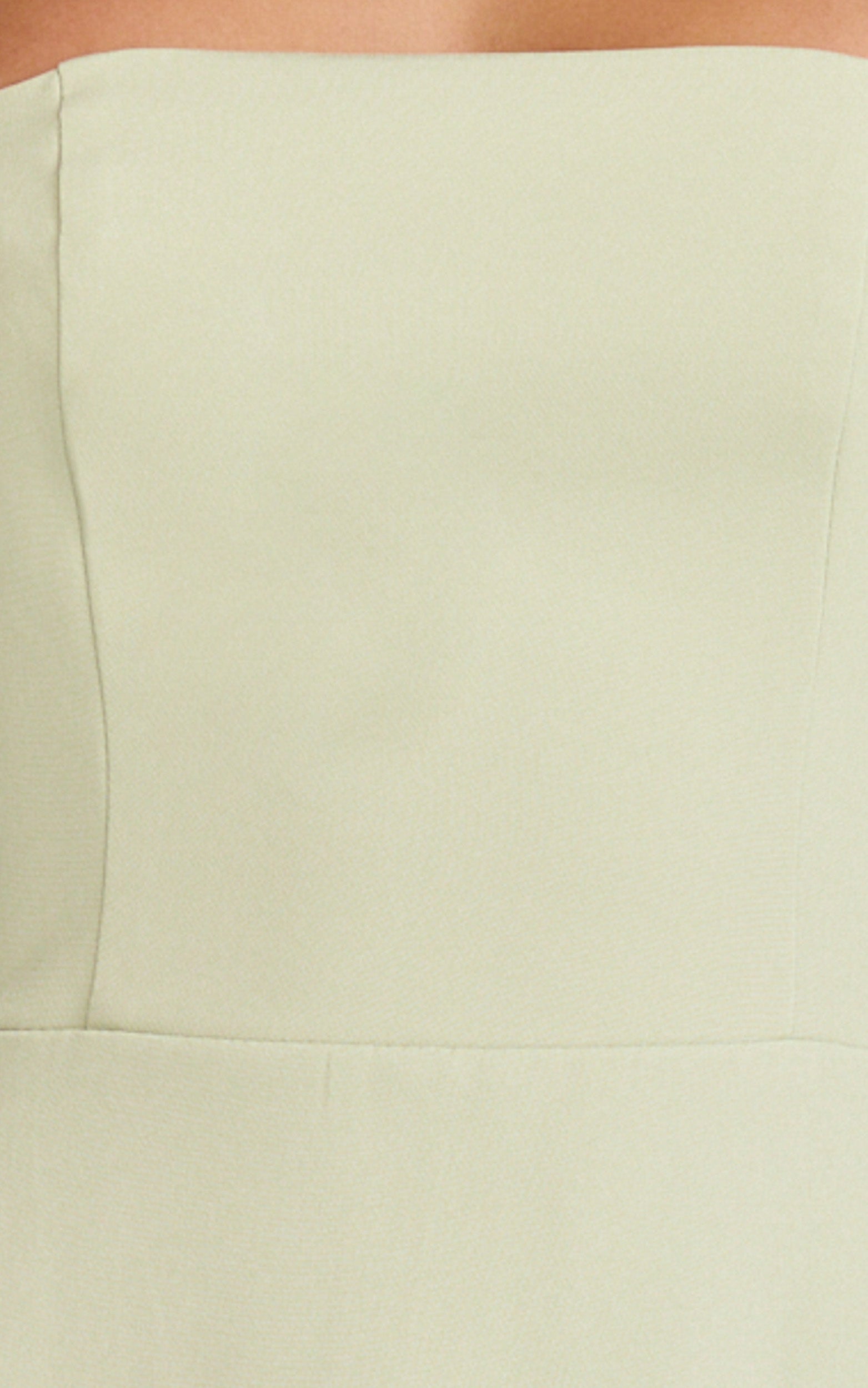 Karissa Midi Dress - Halter Neck Fitted Bodice Midi Soft A Line Skirt Dress in Pistachio
