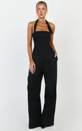 Tessa Pants - Elastic Back Pull On Tailored Pants in Black