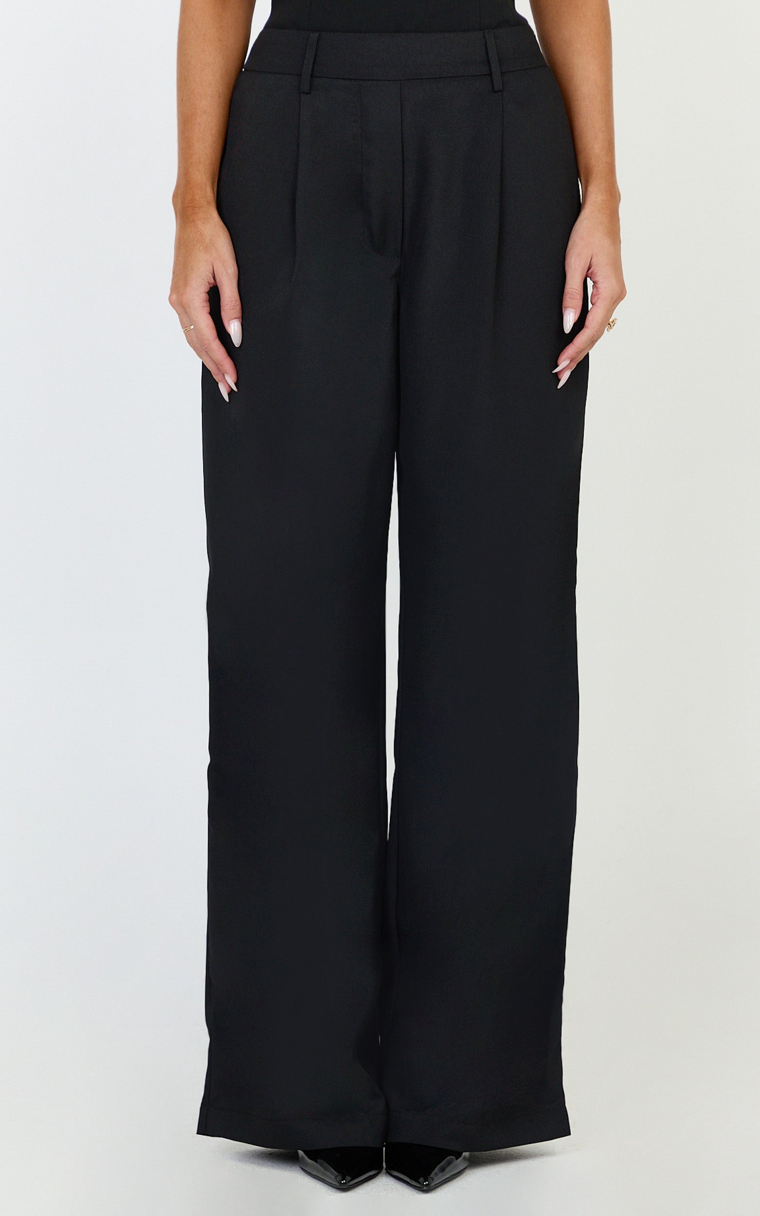 Tessa Pants - Elastic Back Pull On Tailored Pants in Black